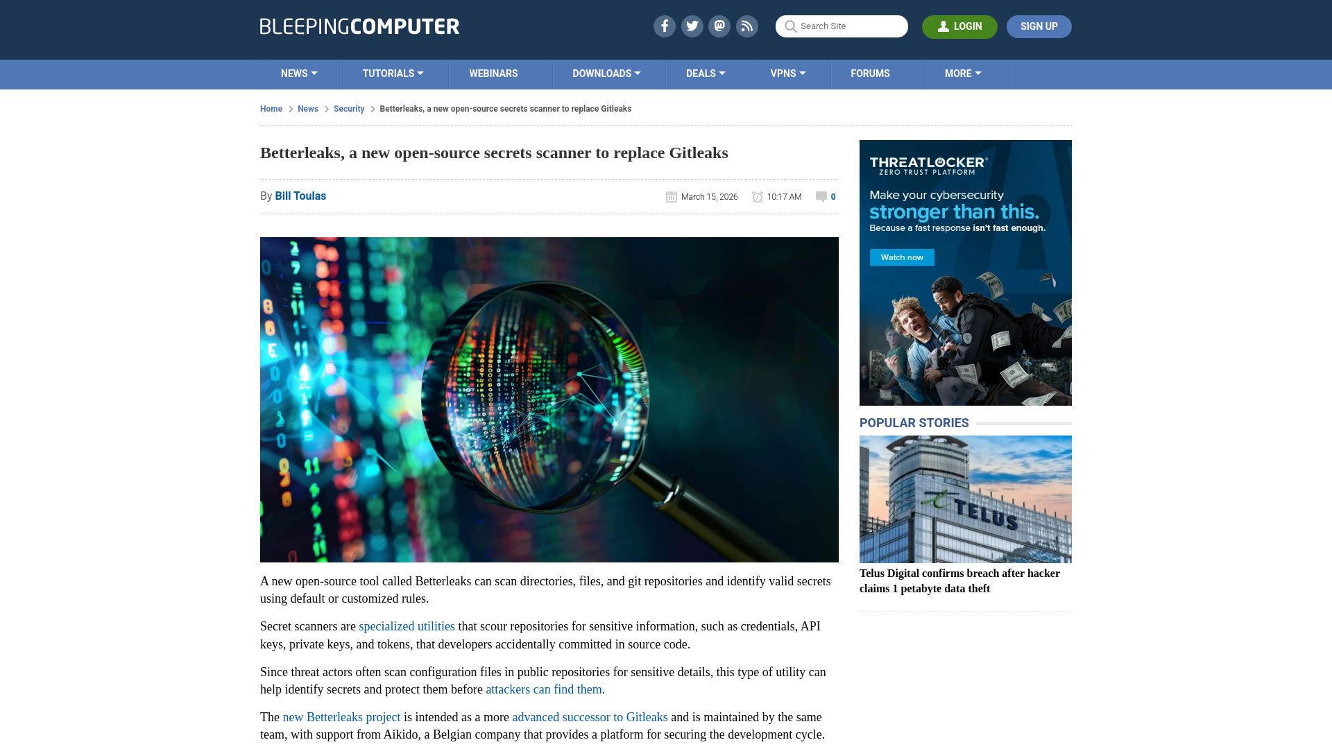 Betterleaks, a new open-source secrets scanner to replace Gitleaks