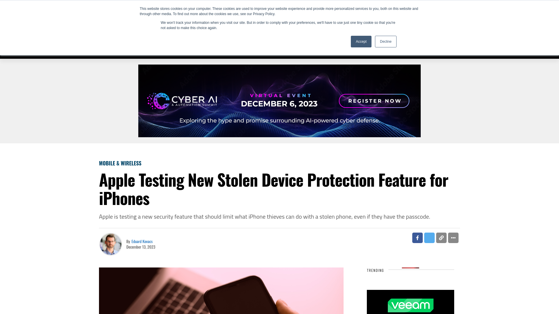 Apple Testing New Stolen Device Protection Feature for iPhones - SecurityWeek