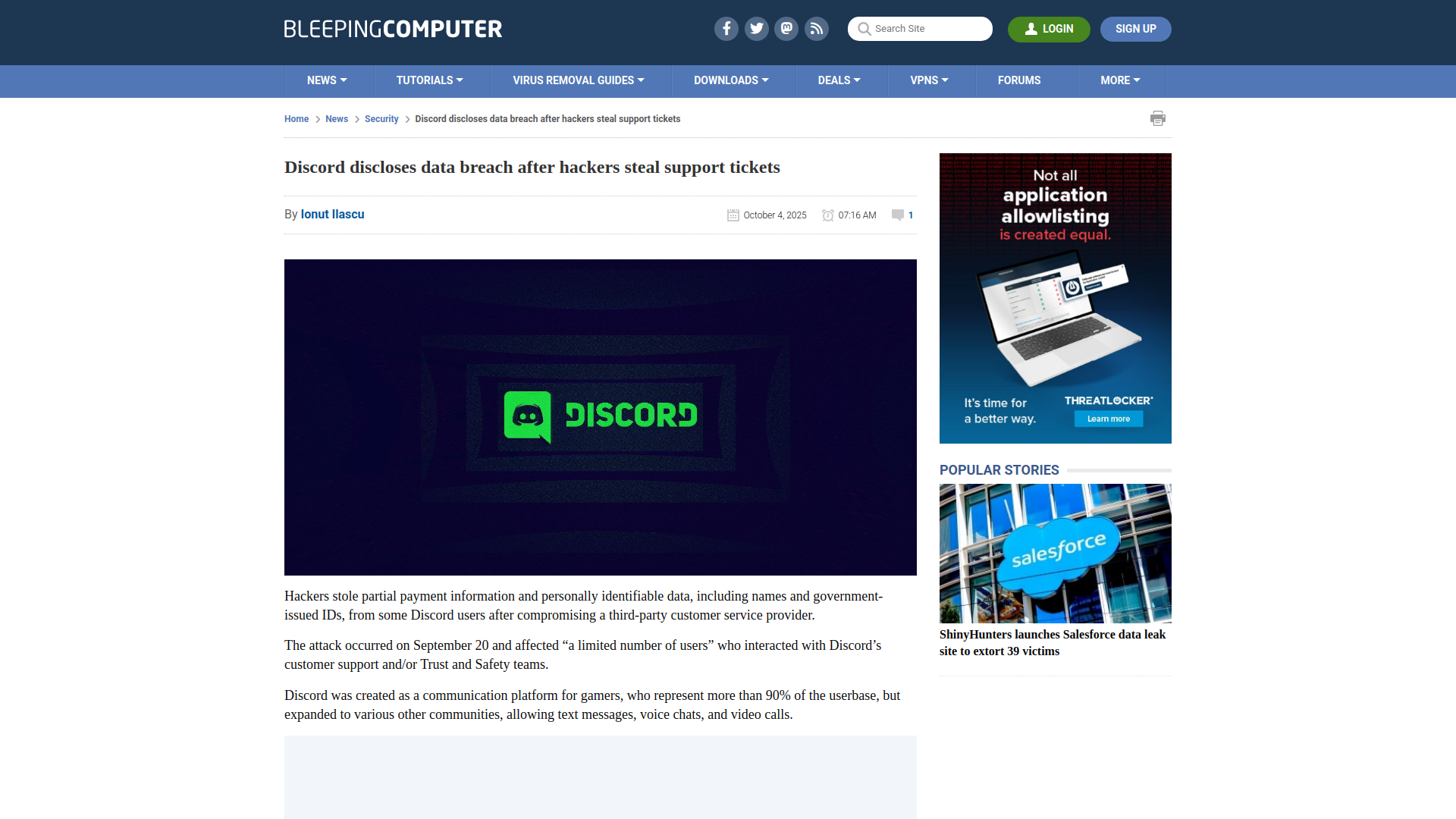 Discord discloses data breach after hackers steal support tickets