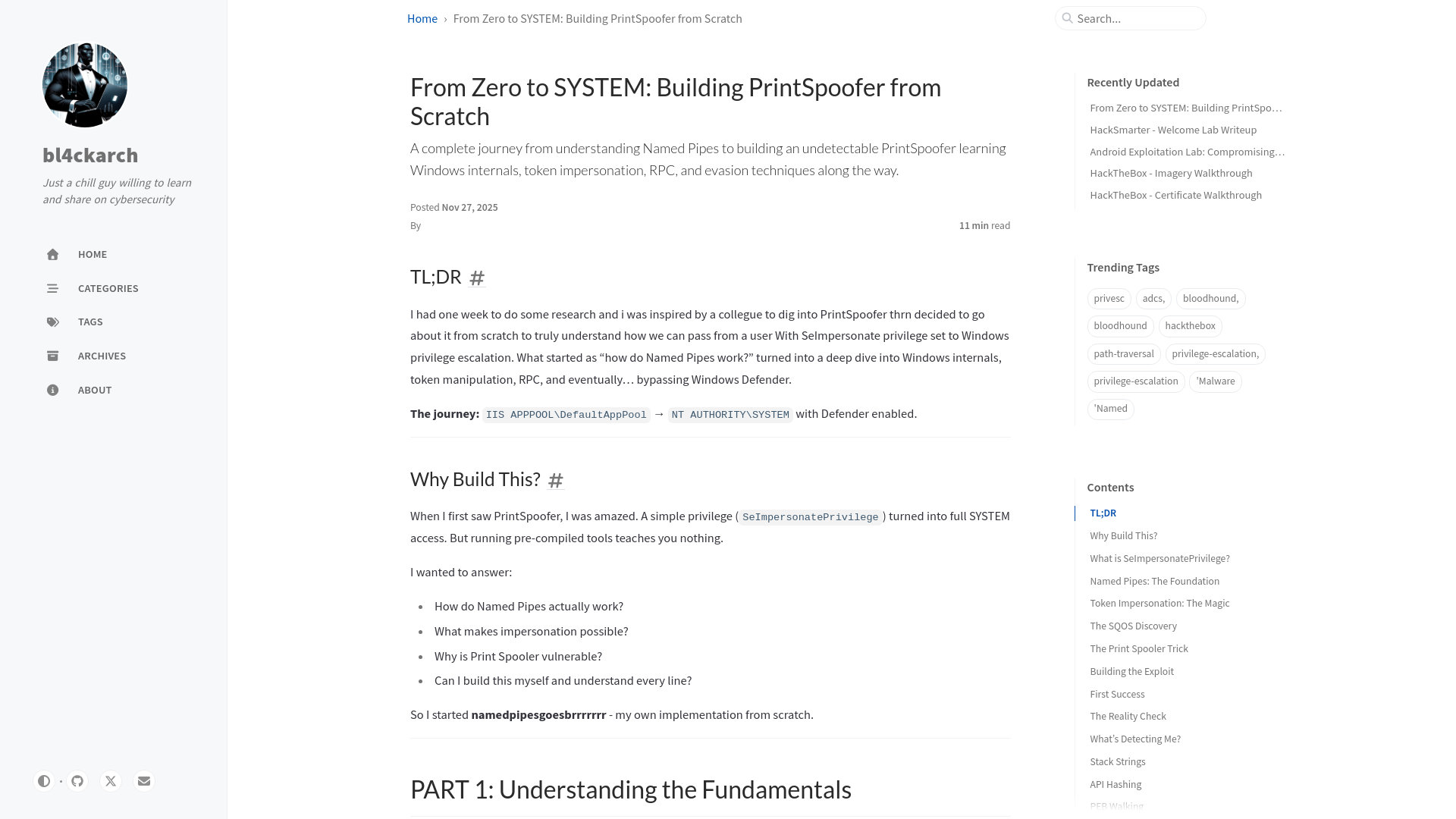 From Zero to SYSTEM: Building PrintSpoofer from Scratch | bl4ckarch
