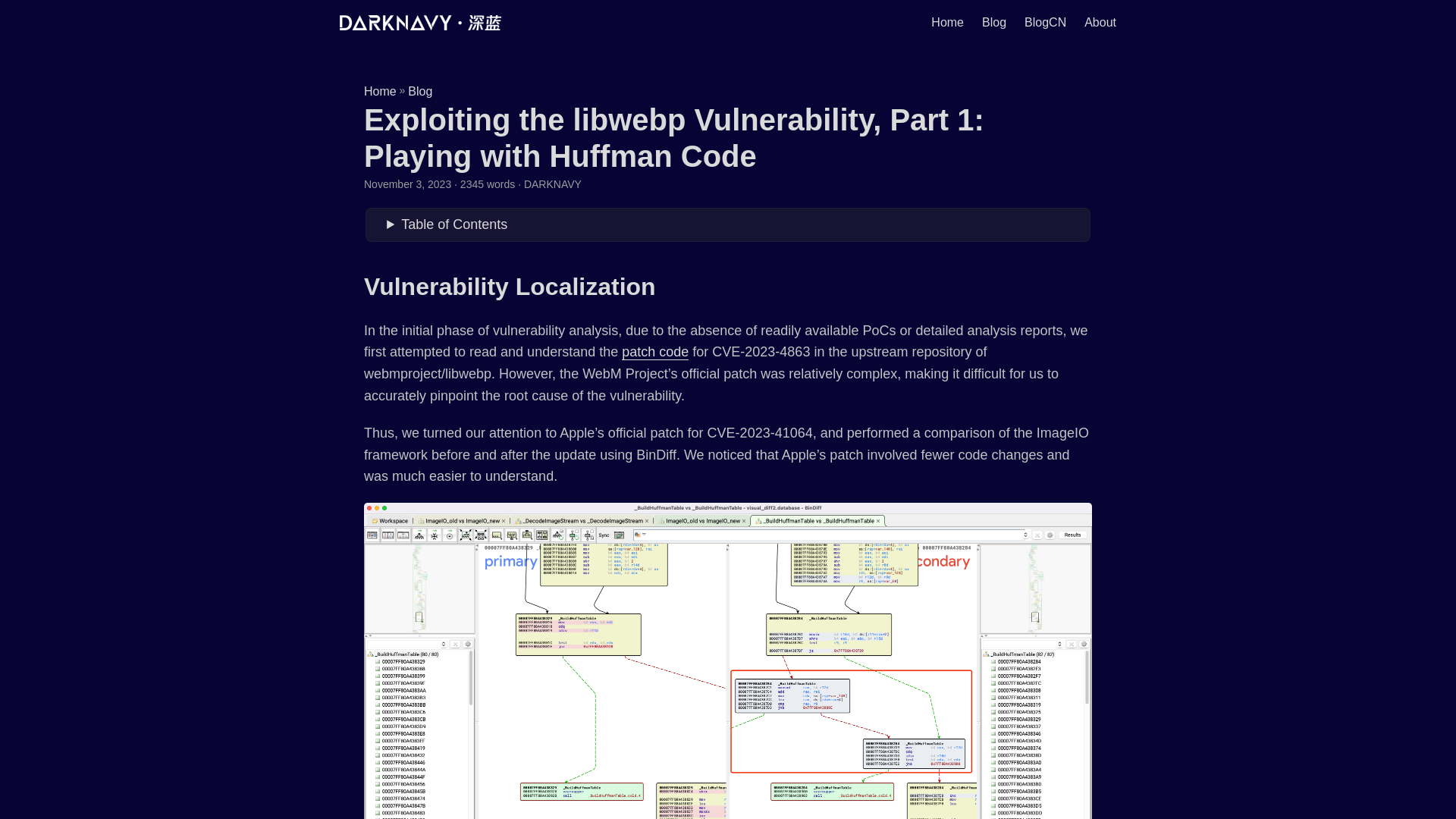 Exploiting the libwebp Vulnerability, Part 1: Playing with Huffman Code | DARKNAVY