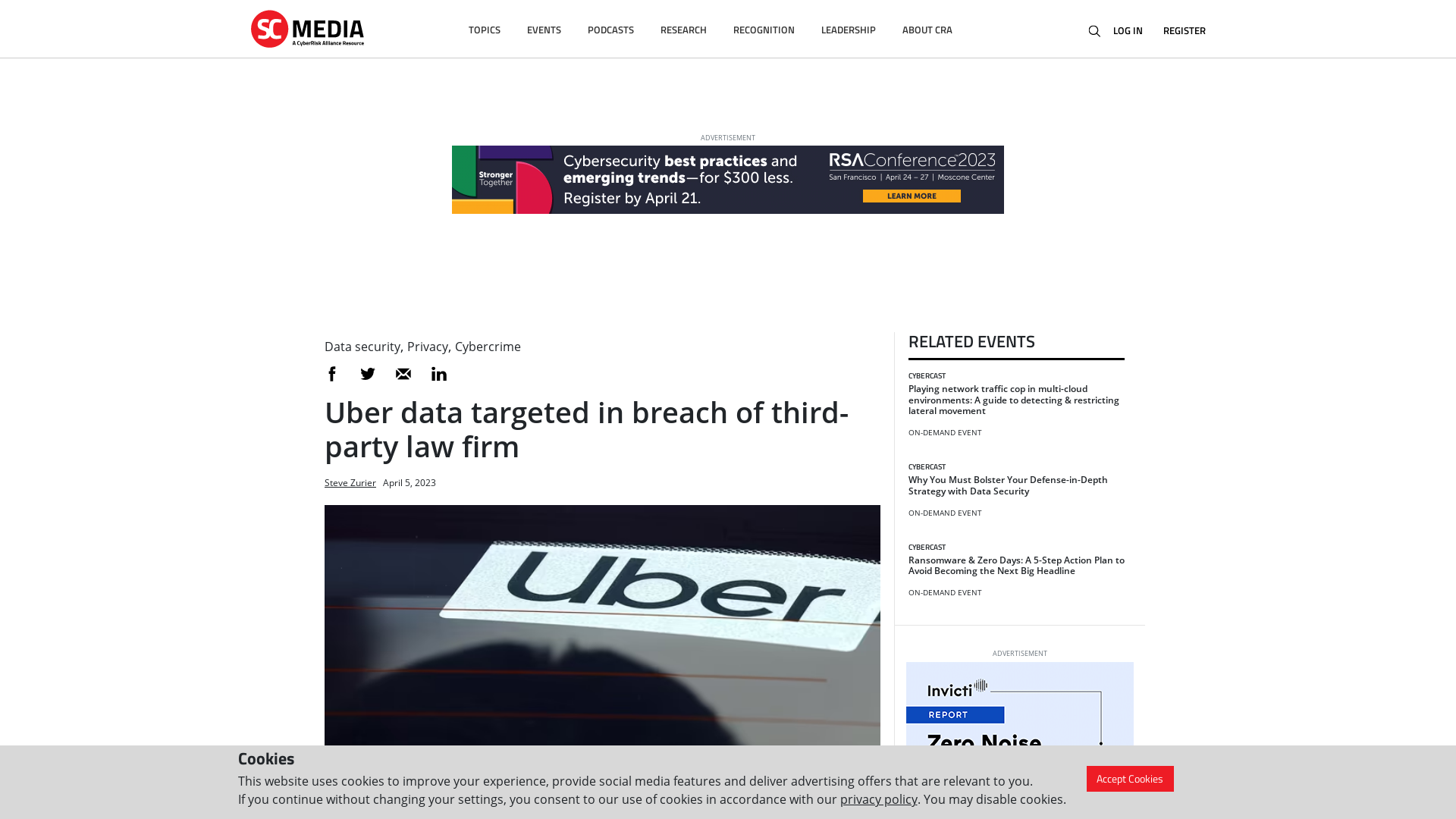 Uber data targeted in breach of third-party law firm | SC Media