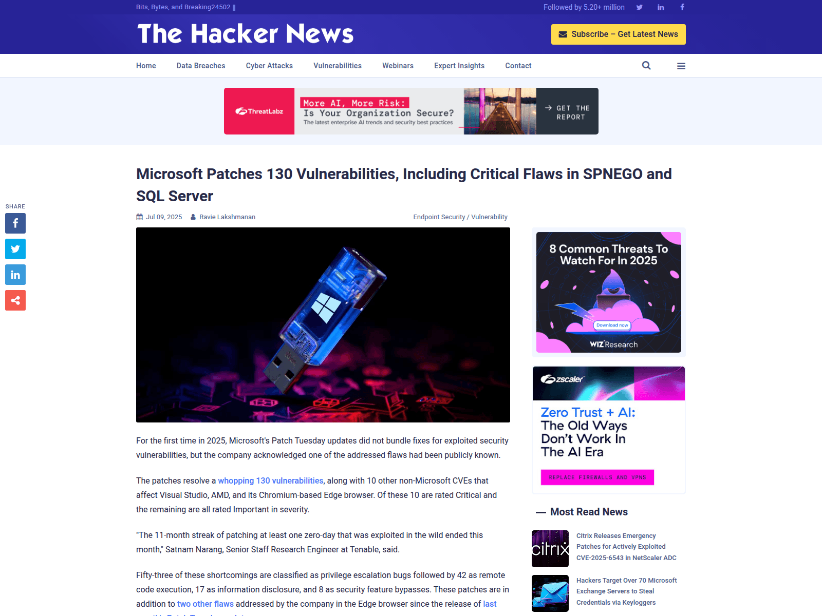 Microsoft Patches 130 Vulnerabilities, Including Critical Flaws in SPNEGO and SQL Server