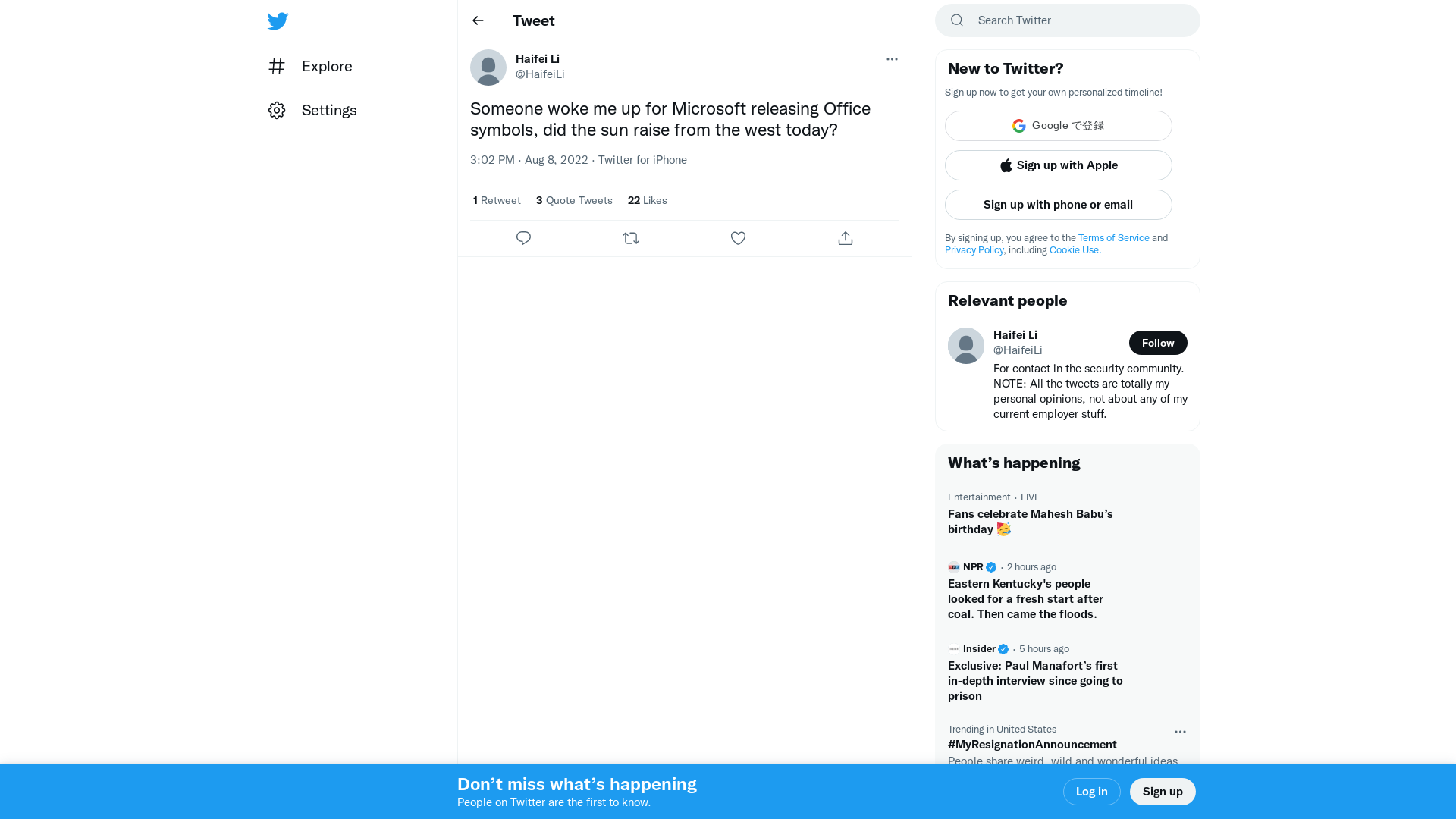 Haifei Li on Twitter: "Someone woke me up for Microsoft releasing Office symbols, did the sun raise from the west today?" / Twitter