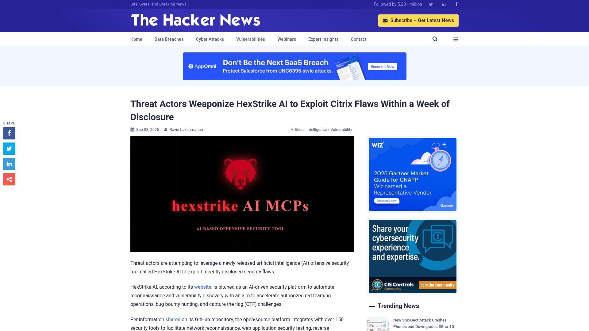 Threat Actors Weaponize HexStrike AI to Exploit Citrix Flaws Within a Week of Disclosure
