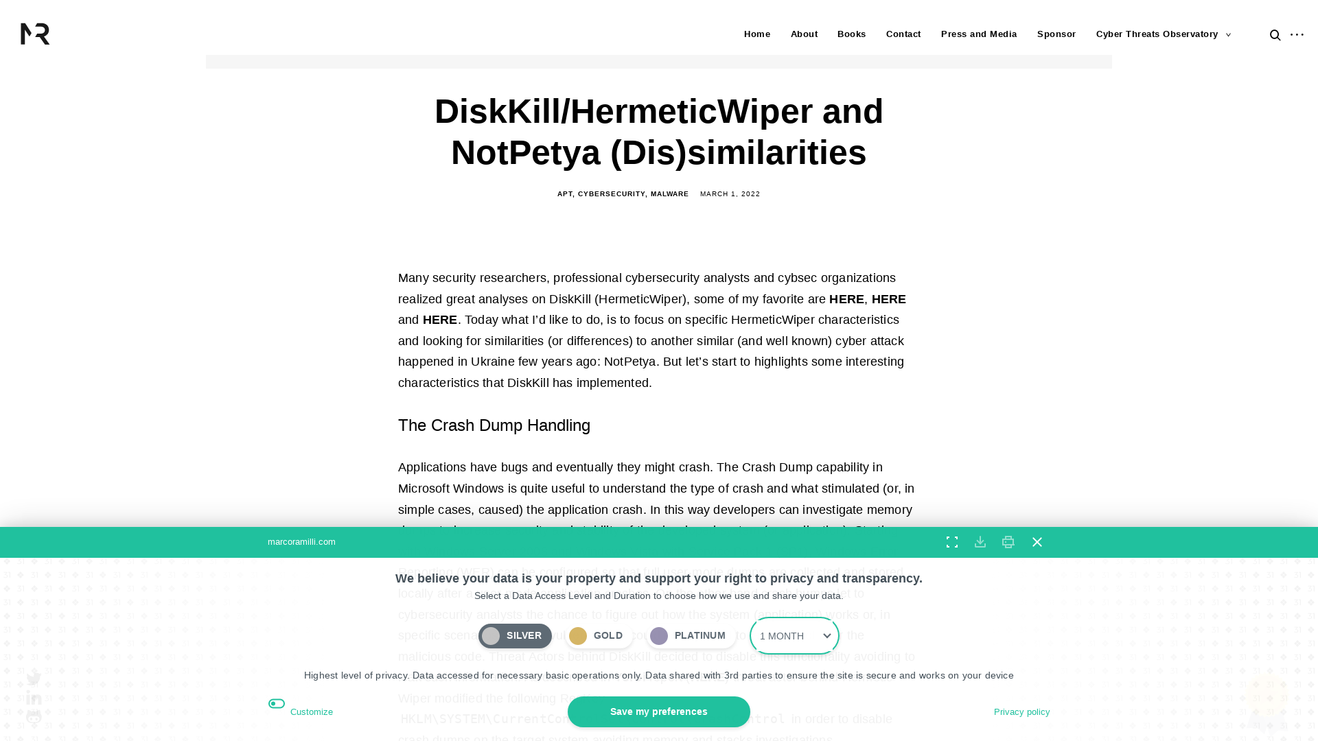 DiskKill/HermeticWiper and NotPetya (Dis)similarities