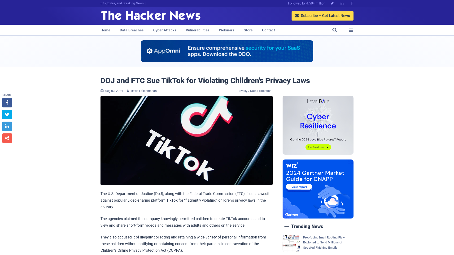 DOJ and FTC Sue TikTok for Violating Children's Privacy Laws