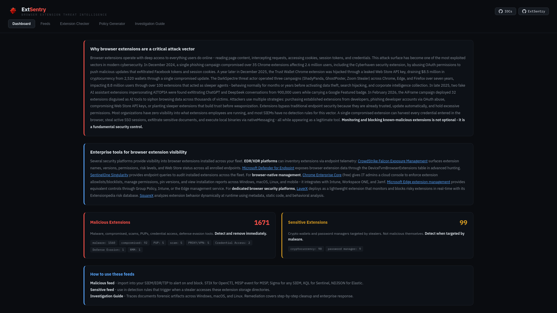 ExtSentry - Browser Extension Threat Intelligence
