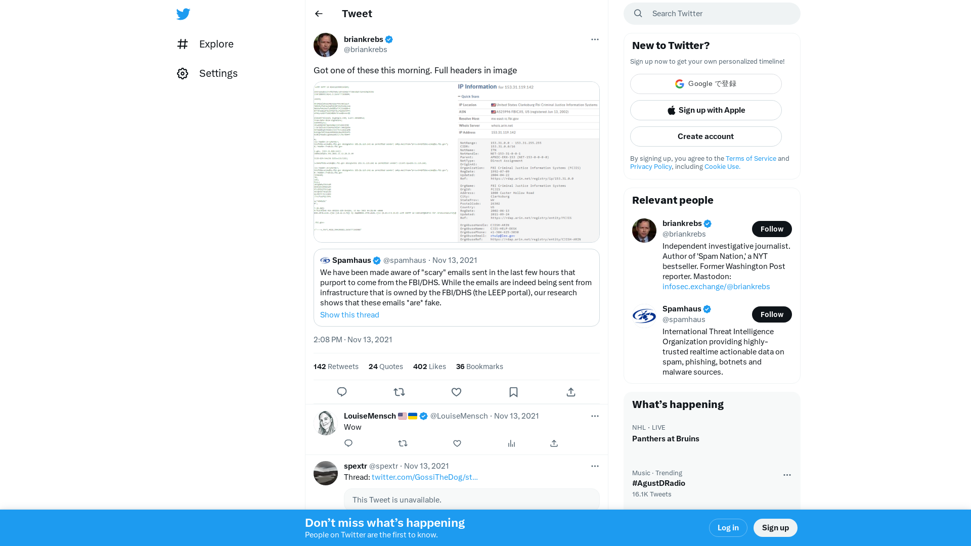 briankrebs on Twitter: "Got one of these this morning. Full headers in image https://t.co/pOzEKjdWHF" / Twitter