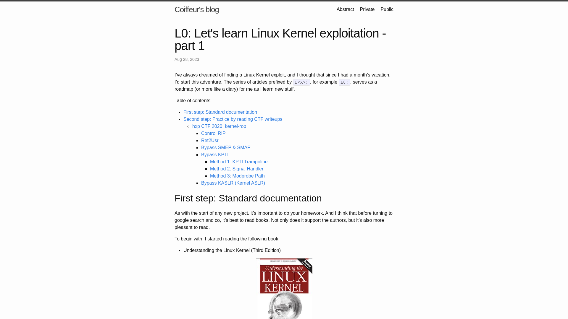 L0: Let’s learn Linux Kernel exploitation - part 1 | Coiffeur’s blog