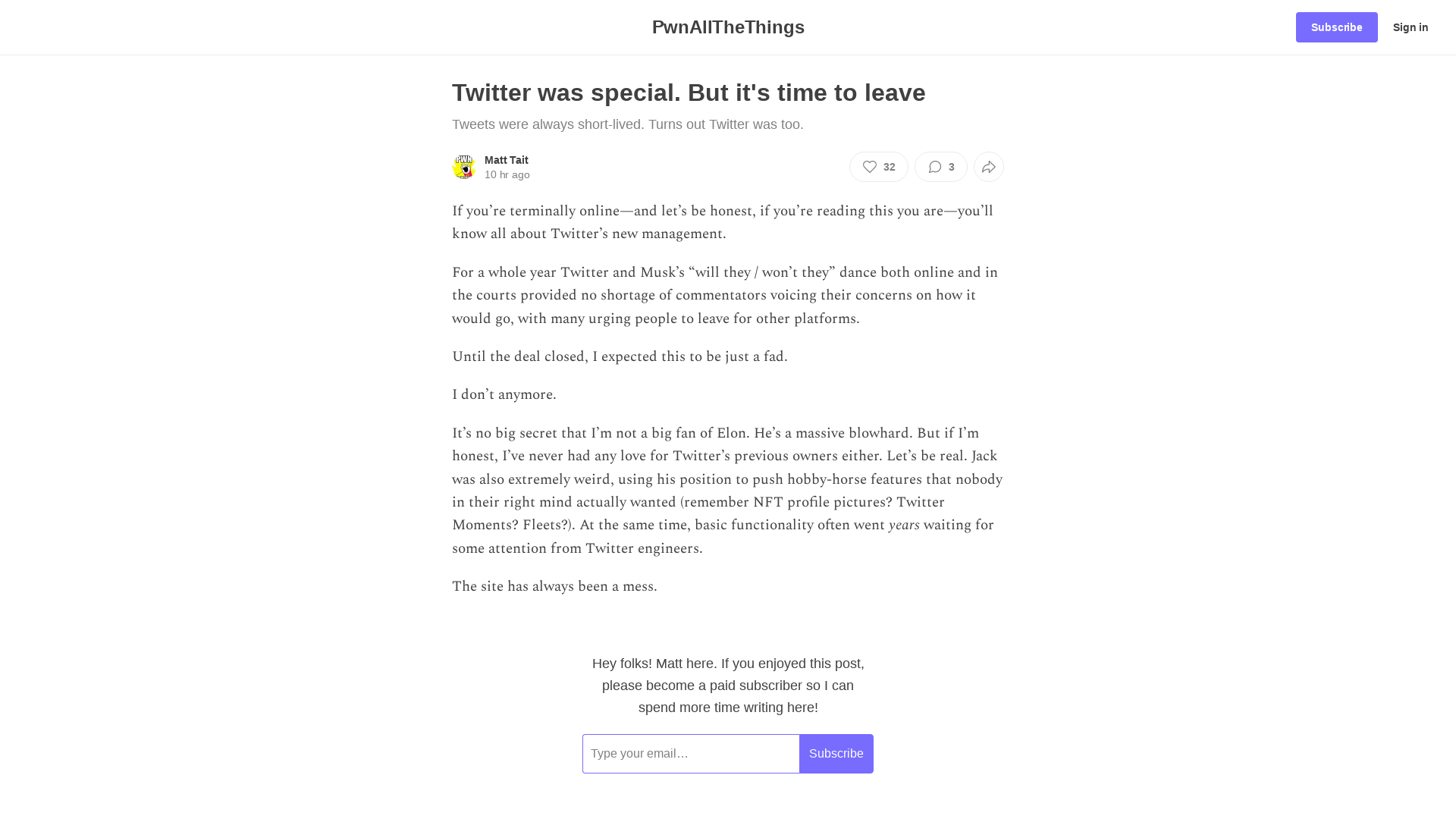 Twitter was special. But it's time to leave - by Matt Tait