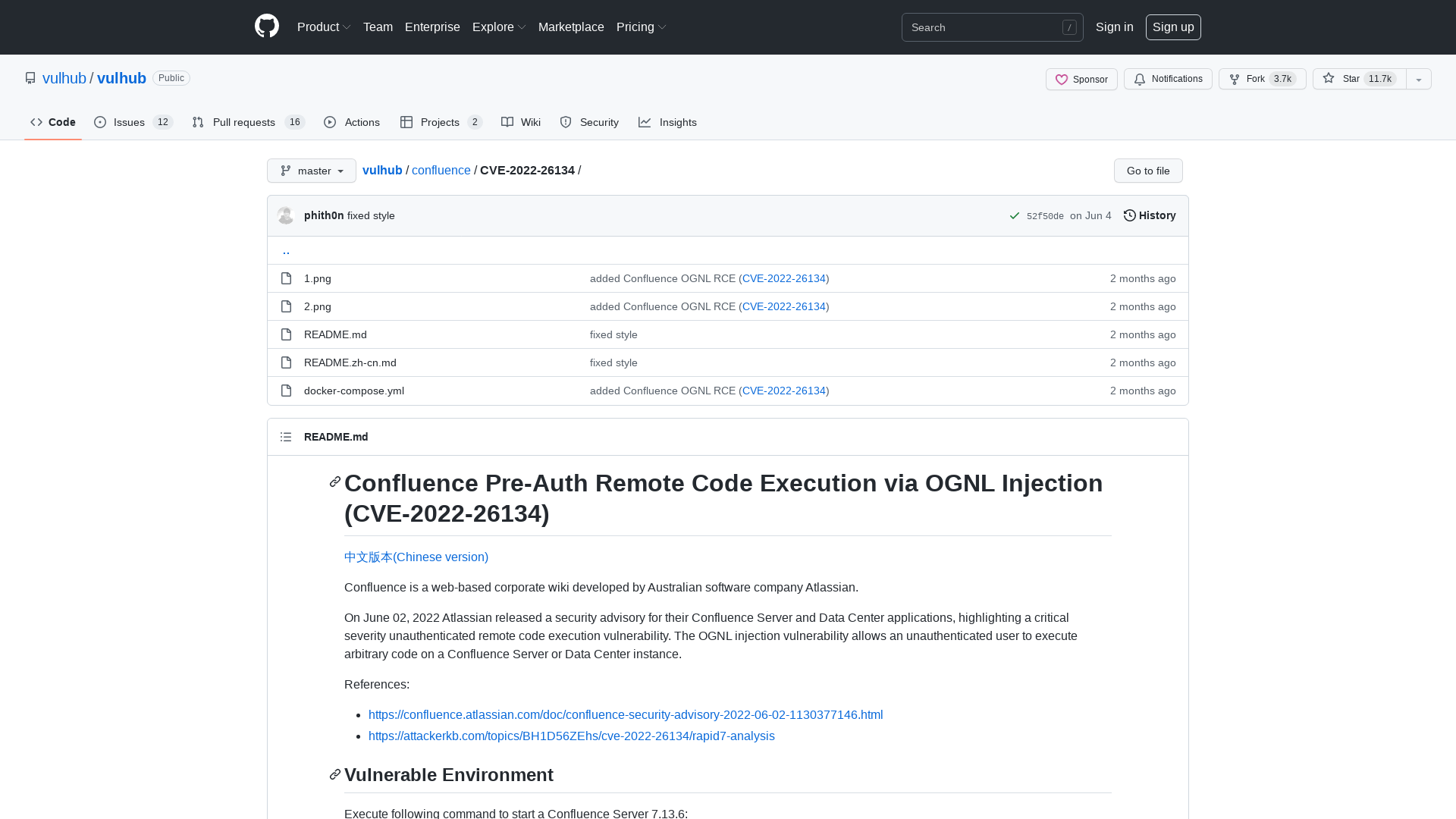vulhub/confluence/CVE-2022-26134 at master · vulhub/vulhub · GitHub