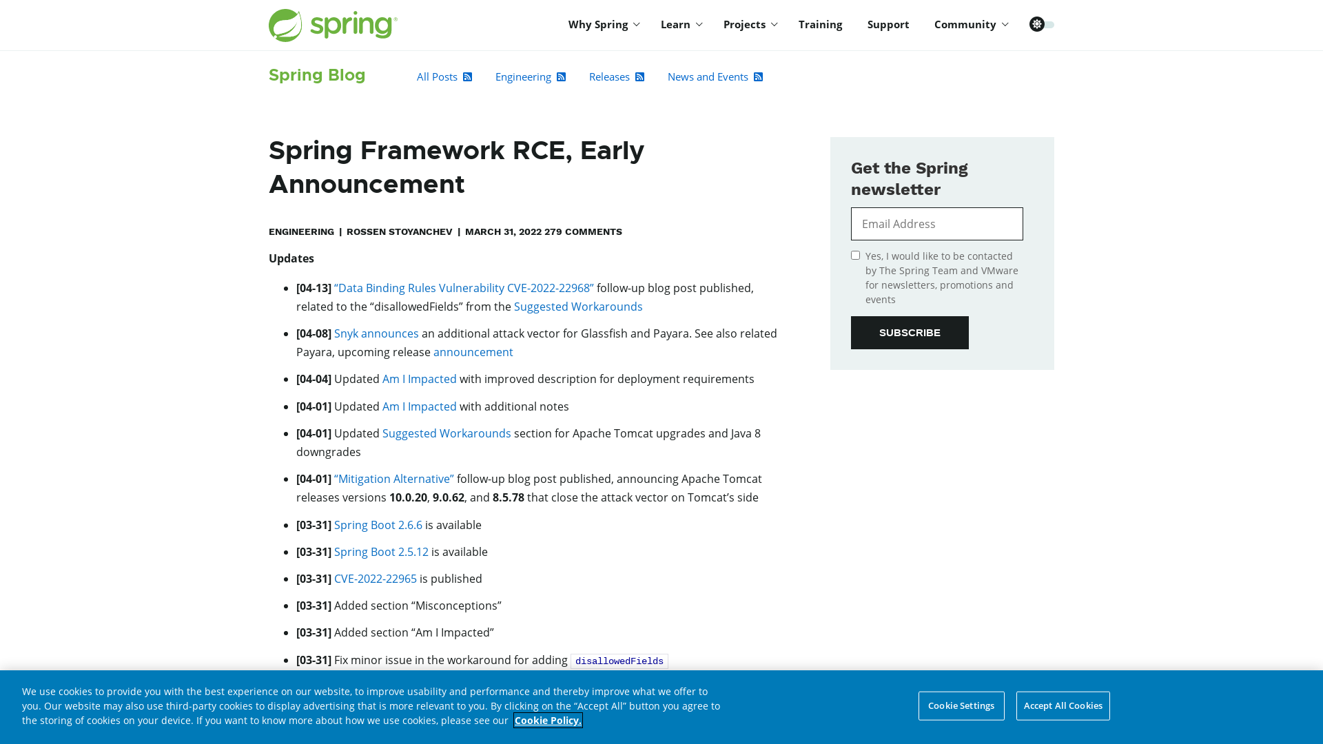 Spring Framework RCE, Early Announcement
