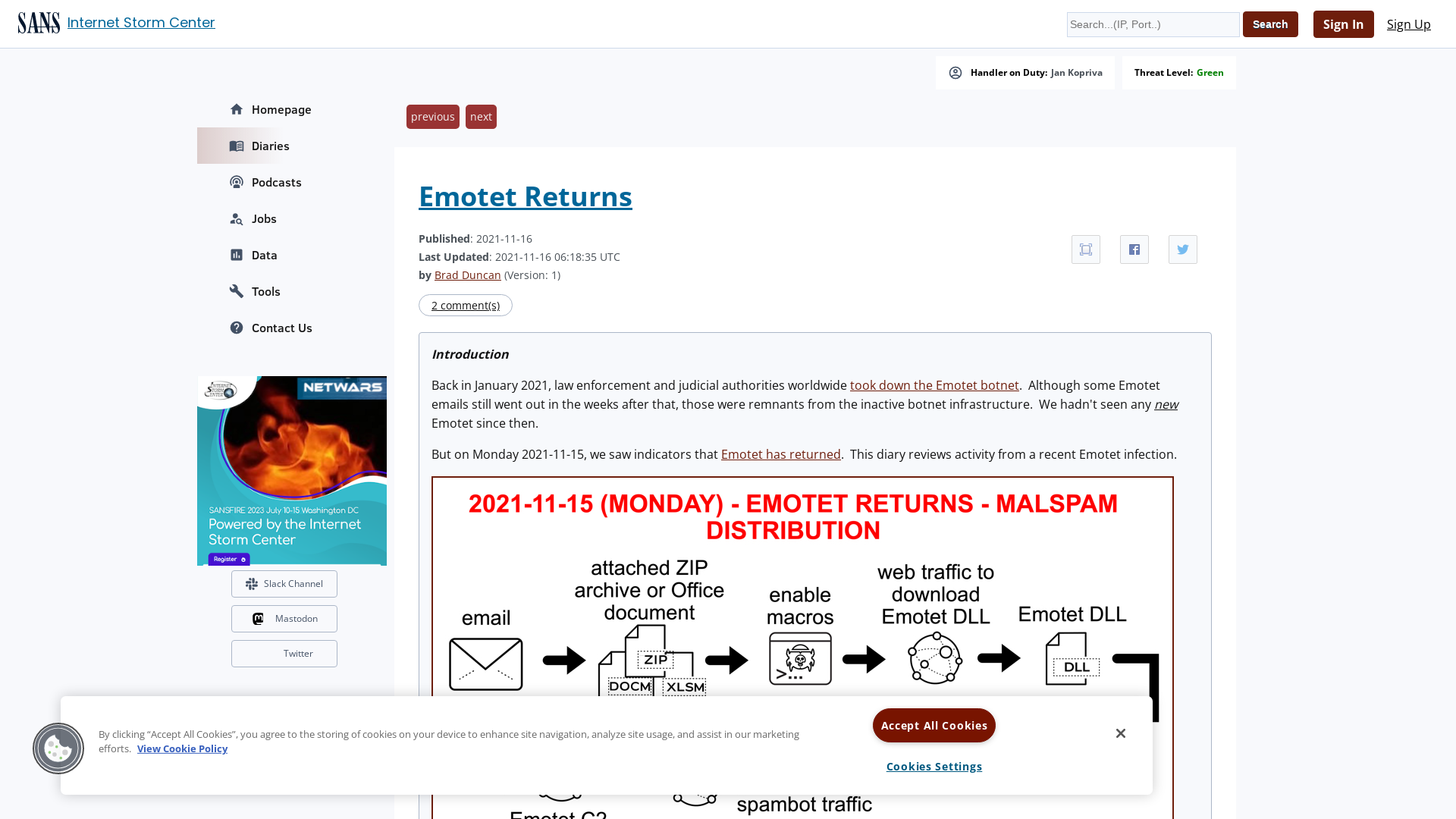 InfoSec Handlers Diary Blog - SANS Internet Storm Center