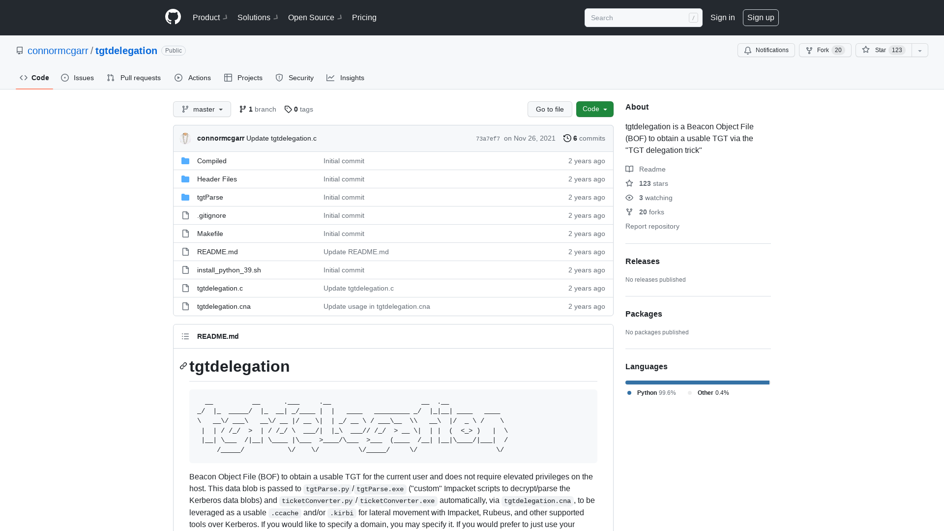GitHub - connormcgarr/tgtdelegation: tgtdelegation is a Beacon Object File (BOF) to obtain a usable TGT via the "TGT delegation trick"
