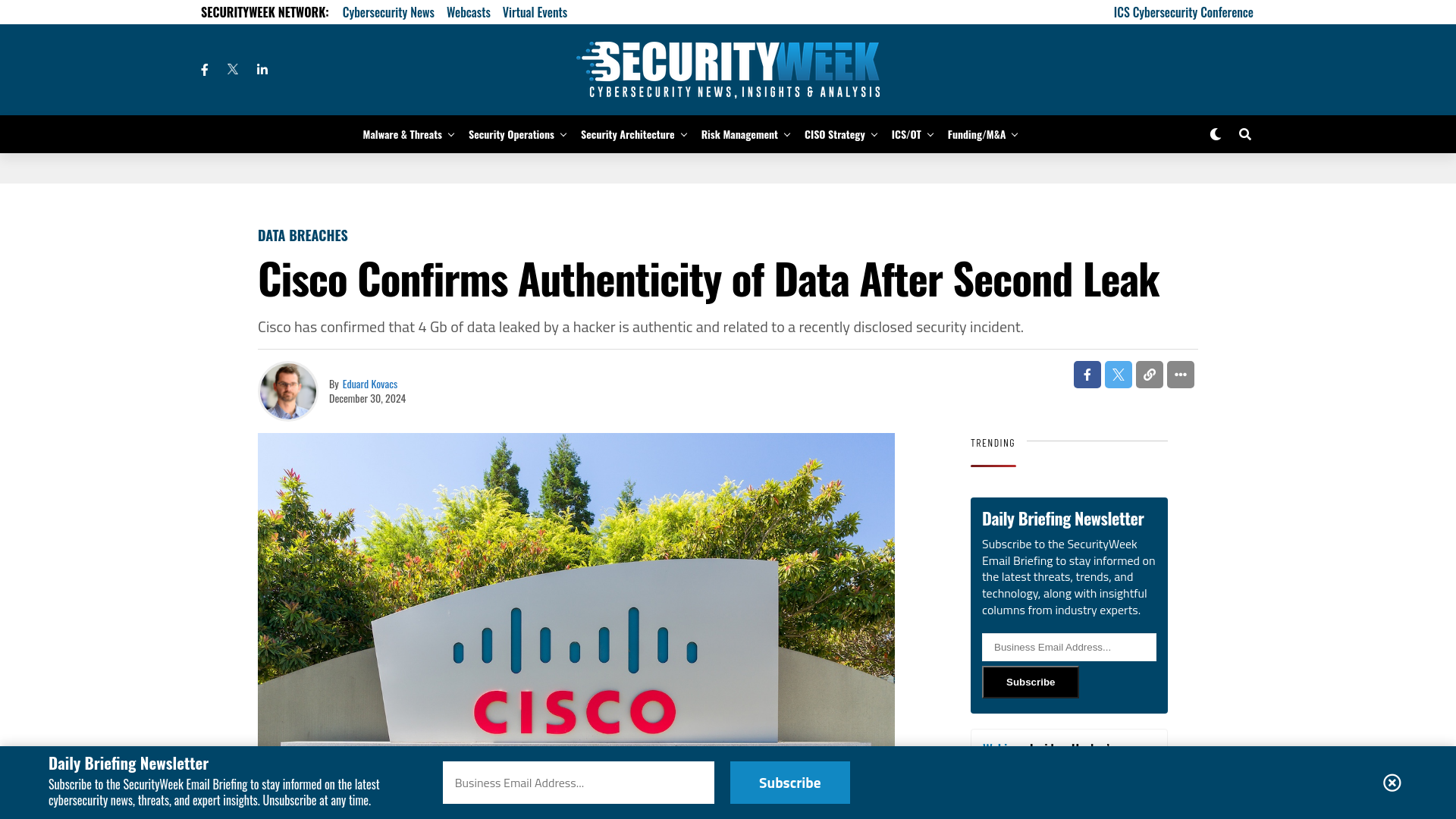 Cisco Confirms Authenticity of Data After Second Leak - SecurityWeek