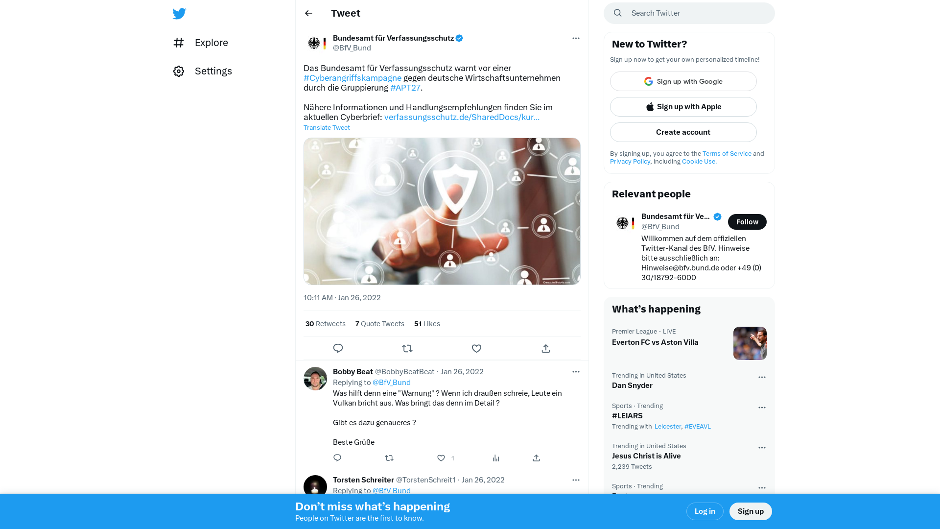 Bundesamt für Verfassungsschutz on Twitter: "Das Bundesamt für Verfassungsschutz warnt vor einer #Cyberangriffskampagne gegen deutsche Wirtschaftsunternehmen durch die Gruppierung #APT27. Nähere Informationen und Handlungsempfehlungen finden Sie im aktuellen Cyberbrief: https://t.co/7qSyk3bvoT https://t.co/4o1ntQjjXw" / Twitter