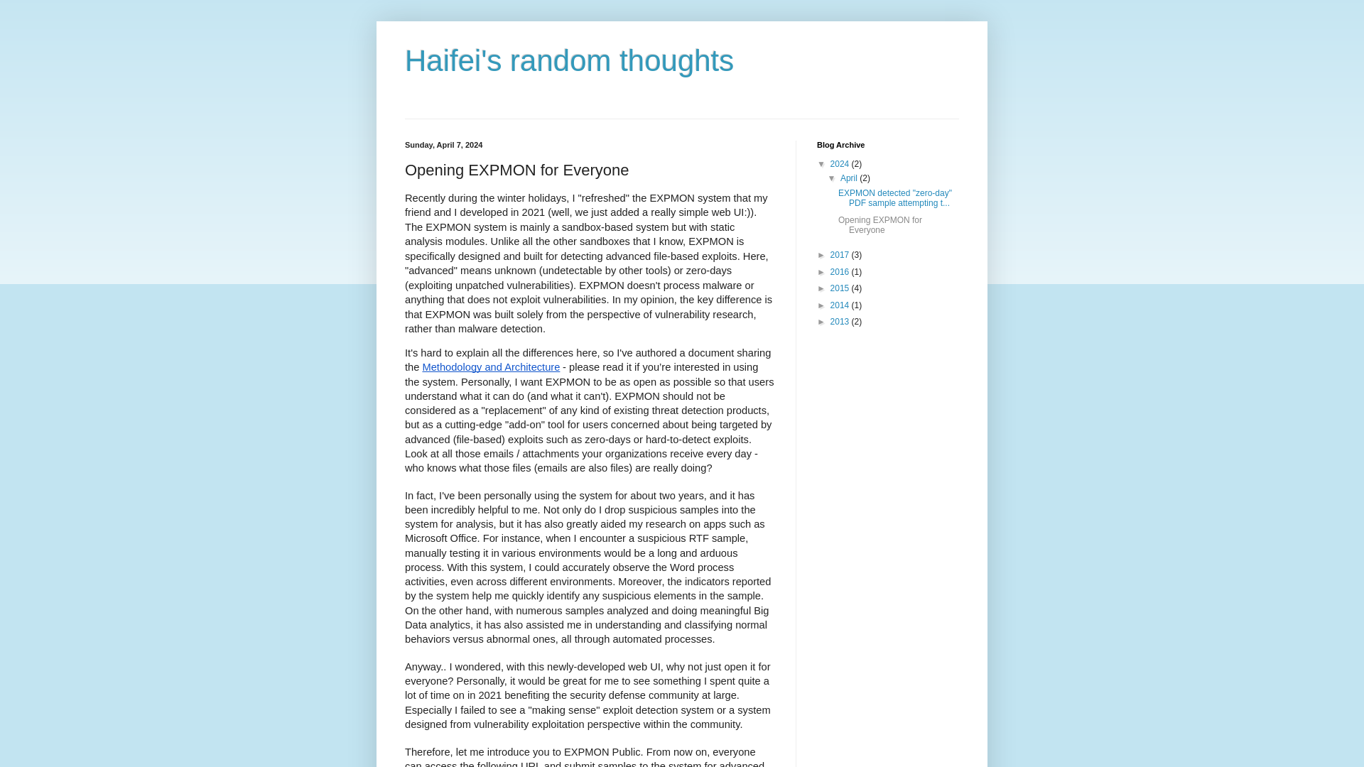 Haifei's random thoughts: Opening EXPMON for Everyone