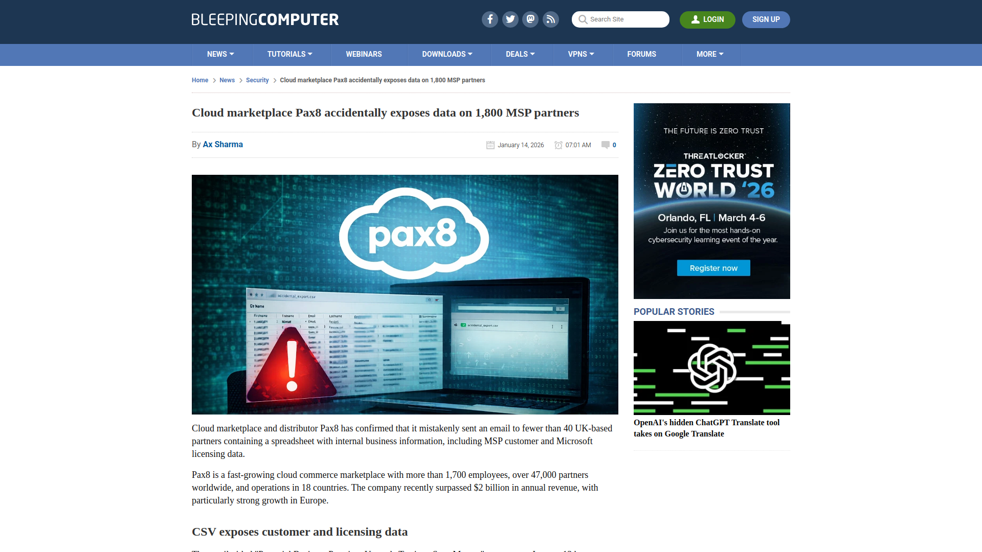 Cloud marketplace Pax8 accidentally exposes data on 1,800 MSP partners