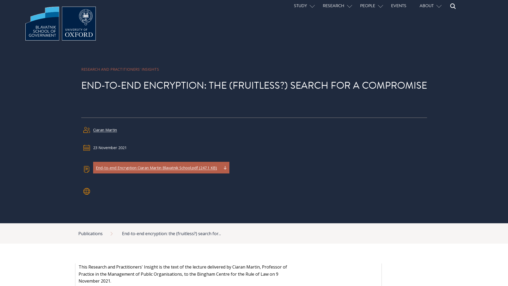 End-to-end encryption: the (fruitless?) search for a compromise | Blavatnik School of Government