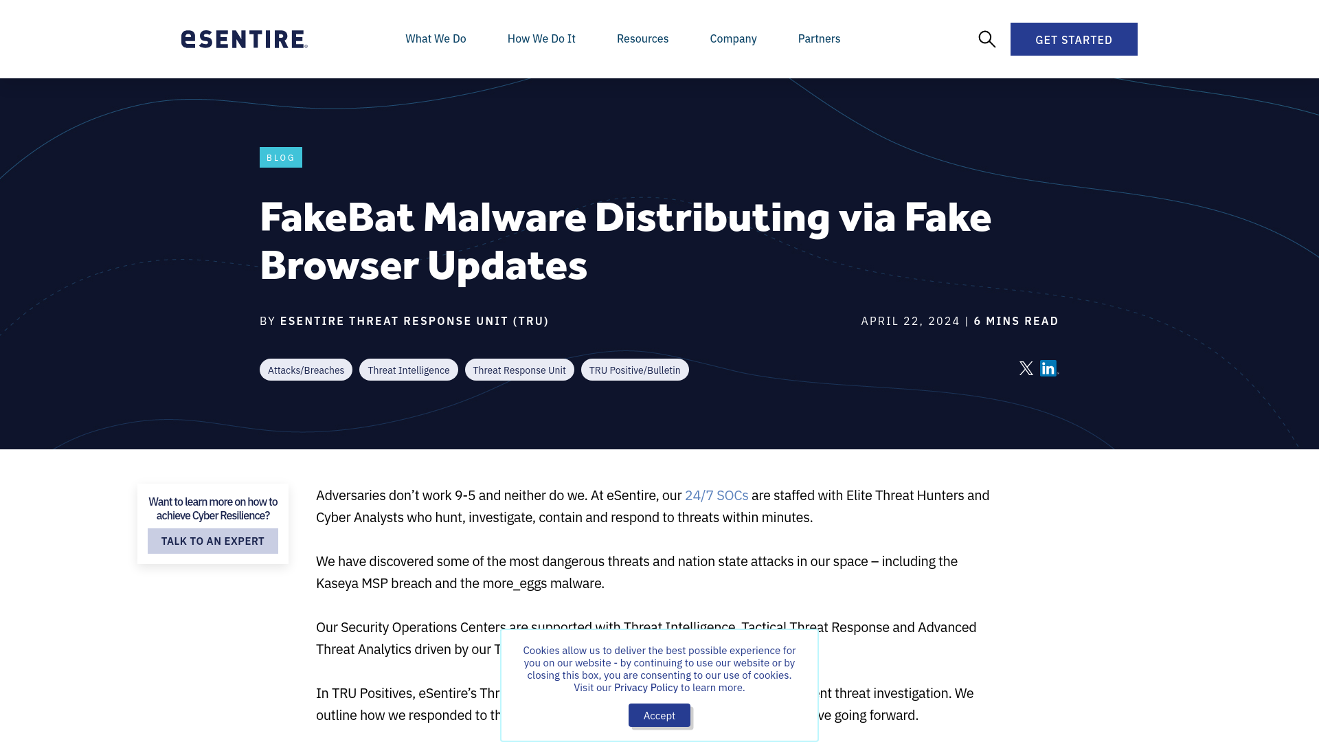eSentire | FakeBat Malware Distributing via Fake Browser Updates