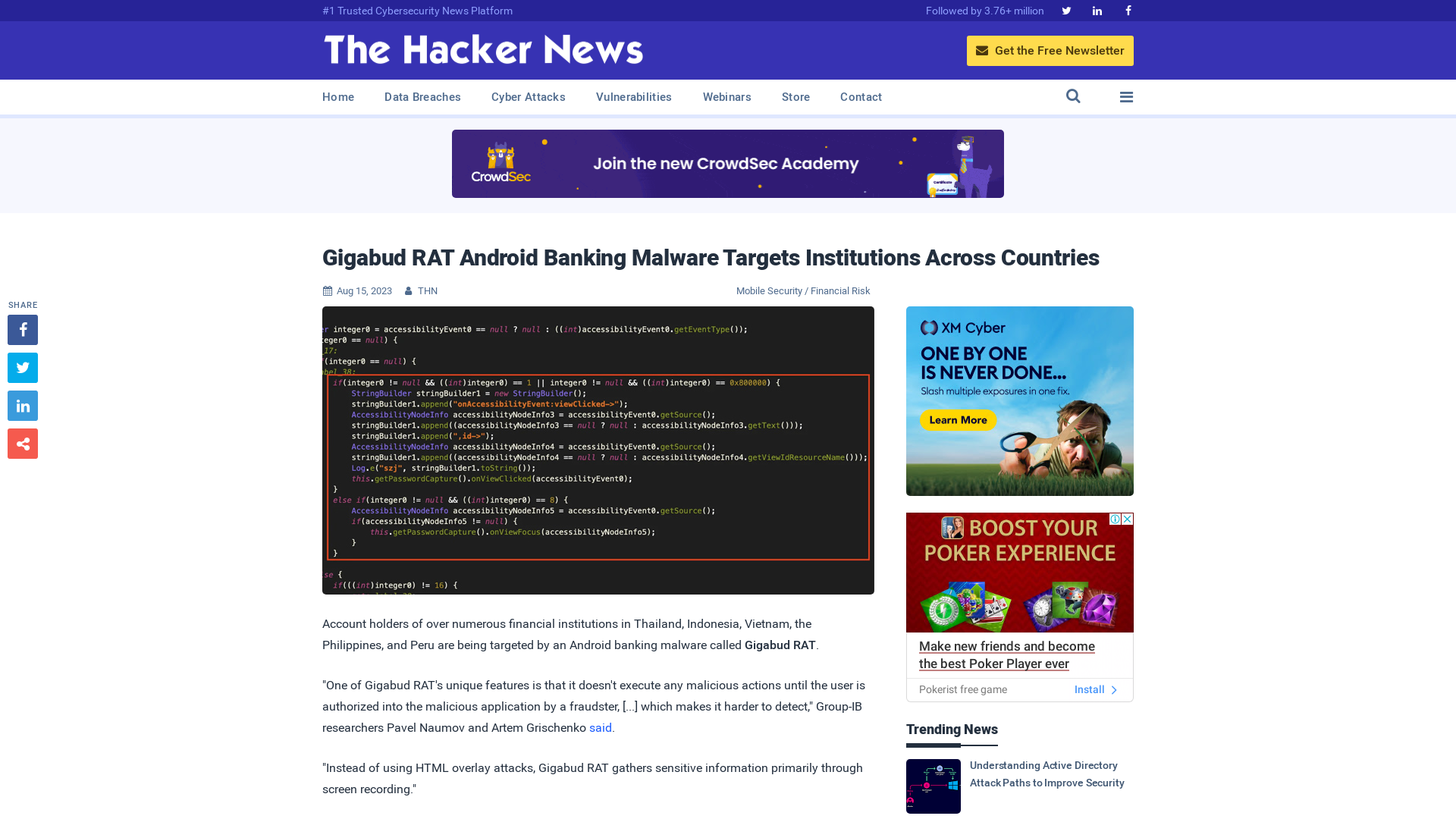 Gigabud RAT Android Banking Malware Targets Institutions Across Countries