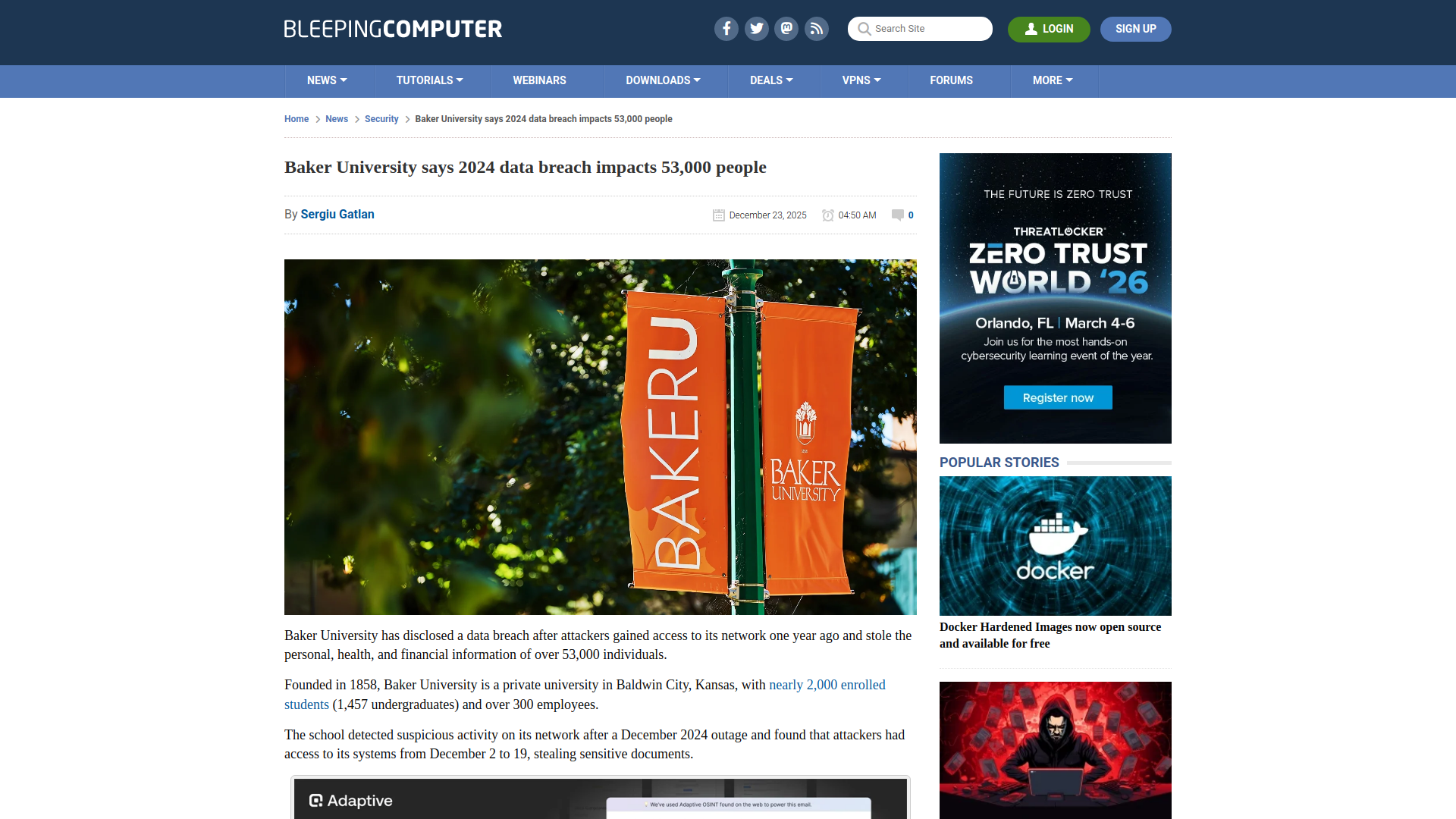 Baker University says 2024 data breach impacts 53,000 people