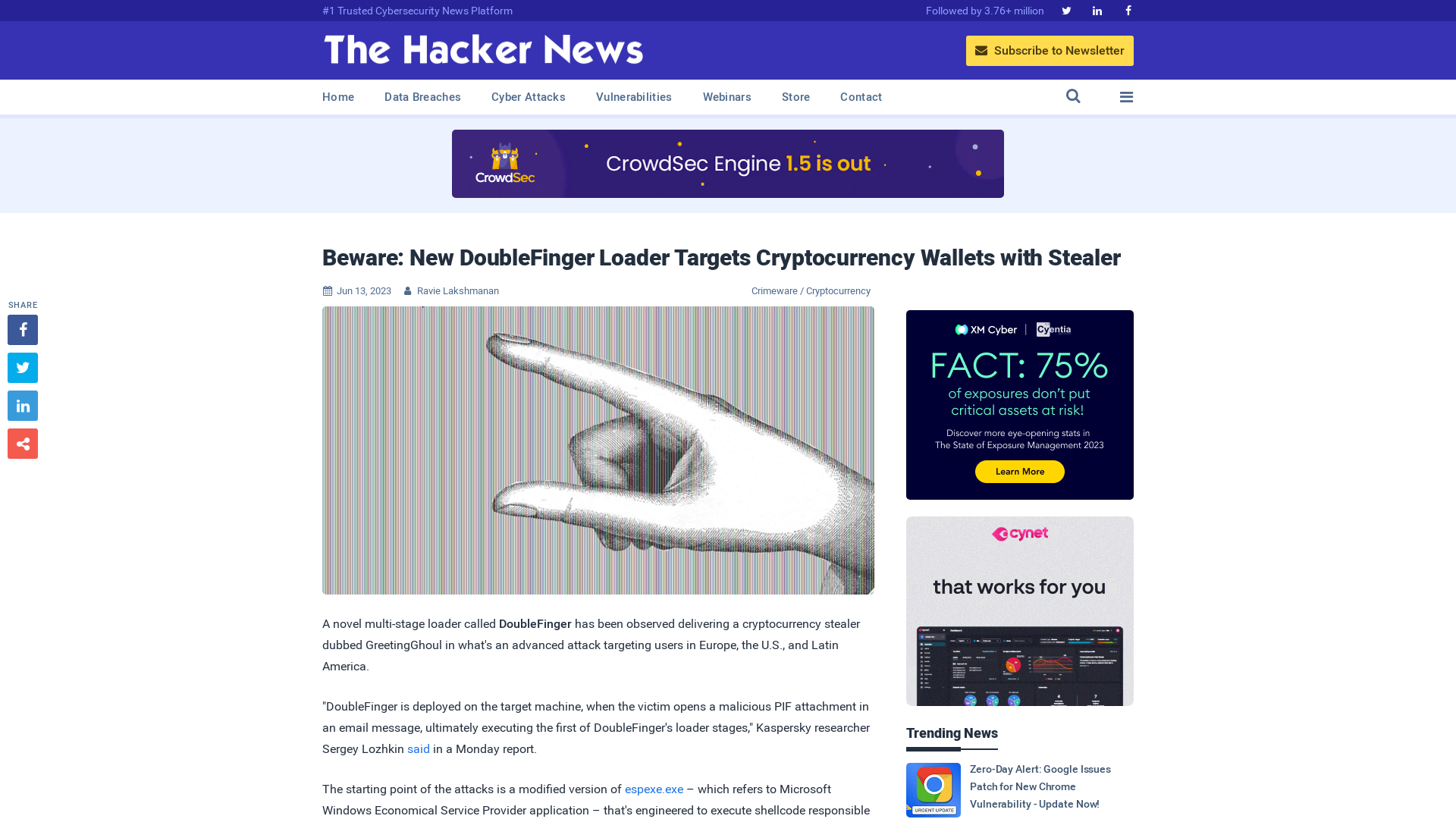 Beware: New DoubleFinger Loader Targets Cryptocurrency Wallets with Stealer