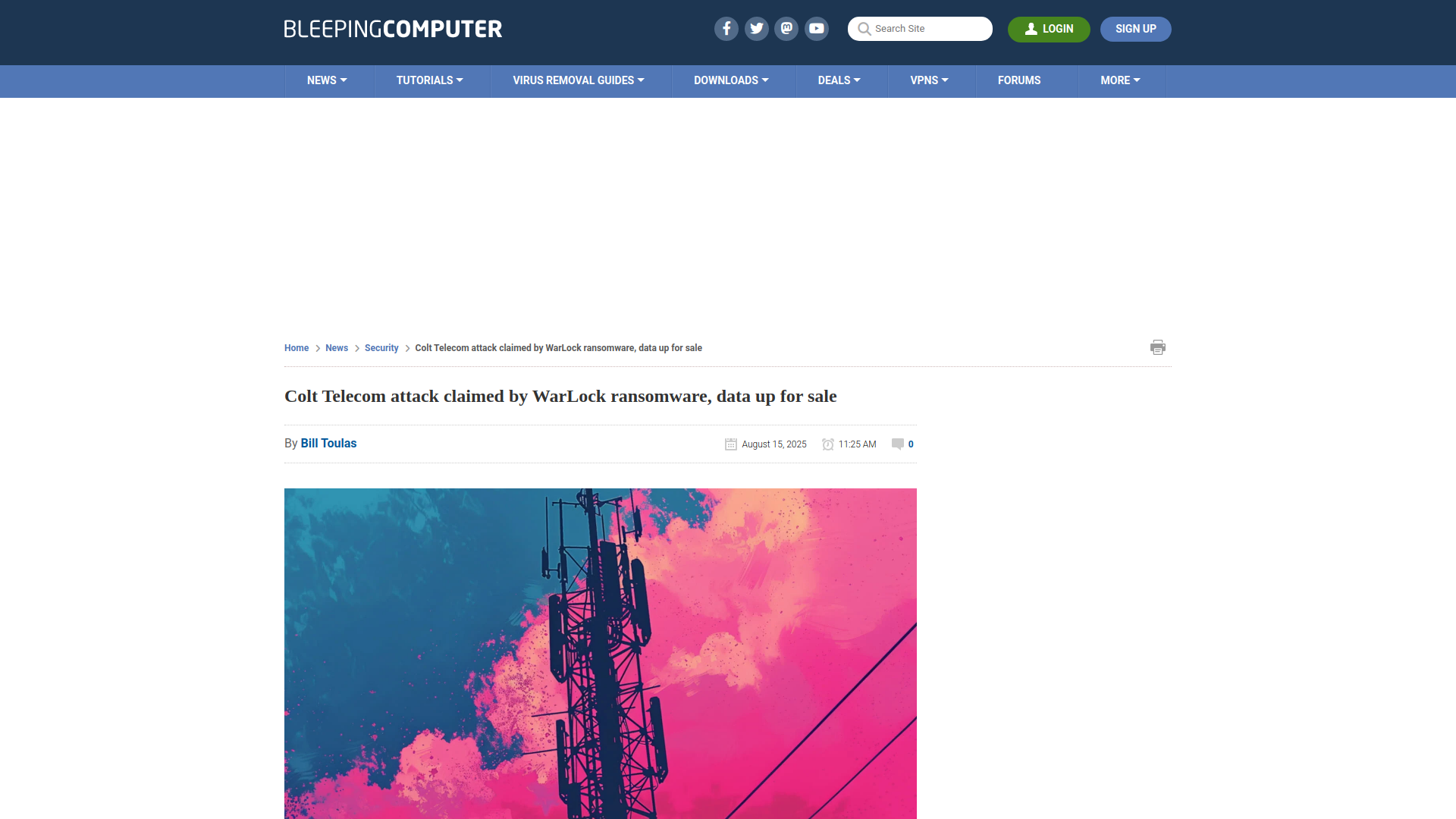Colt Telecom attack claimed by WarLock ransomware, data up for sale