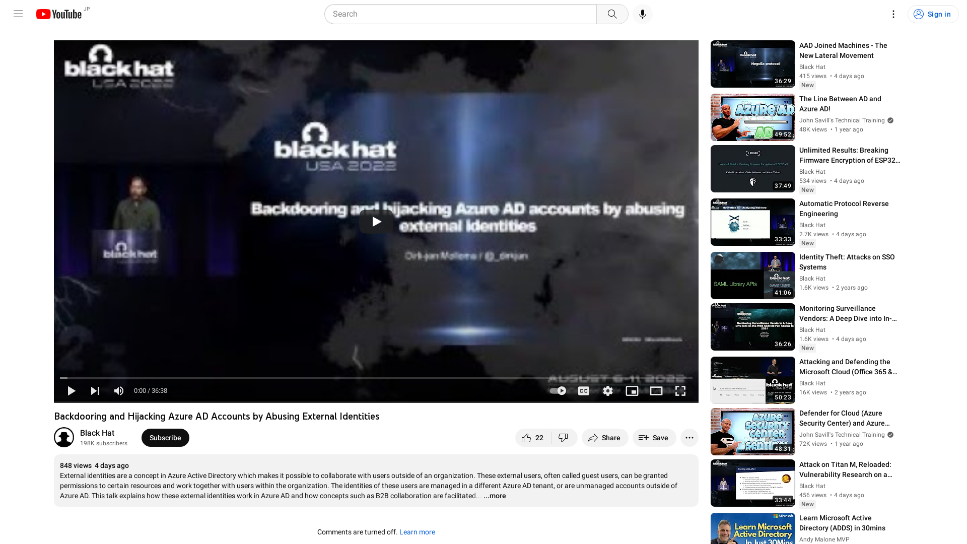 Backdooring and Hijacking Azure AD Accounts by Abusing External Identities - YouTube