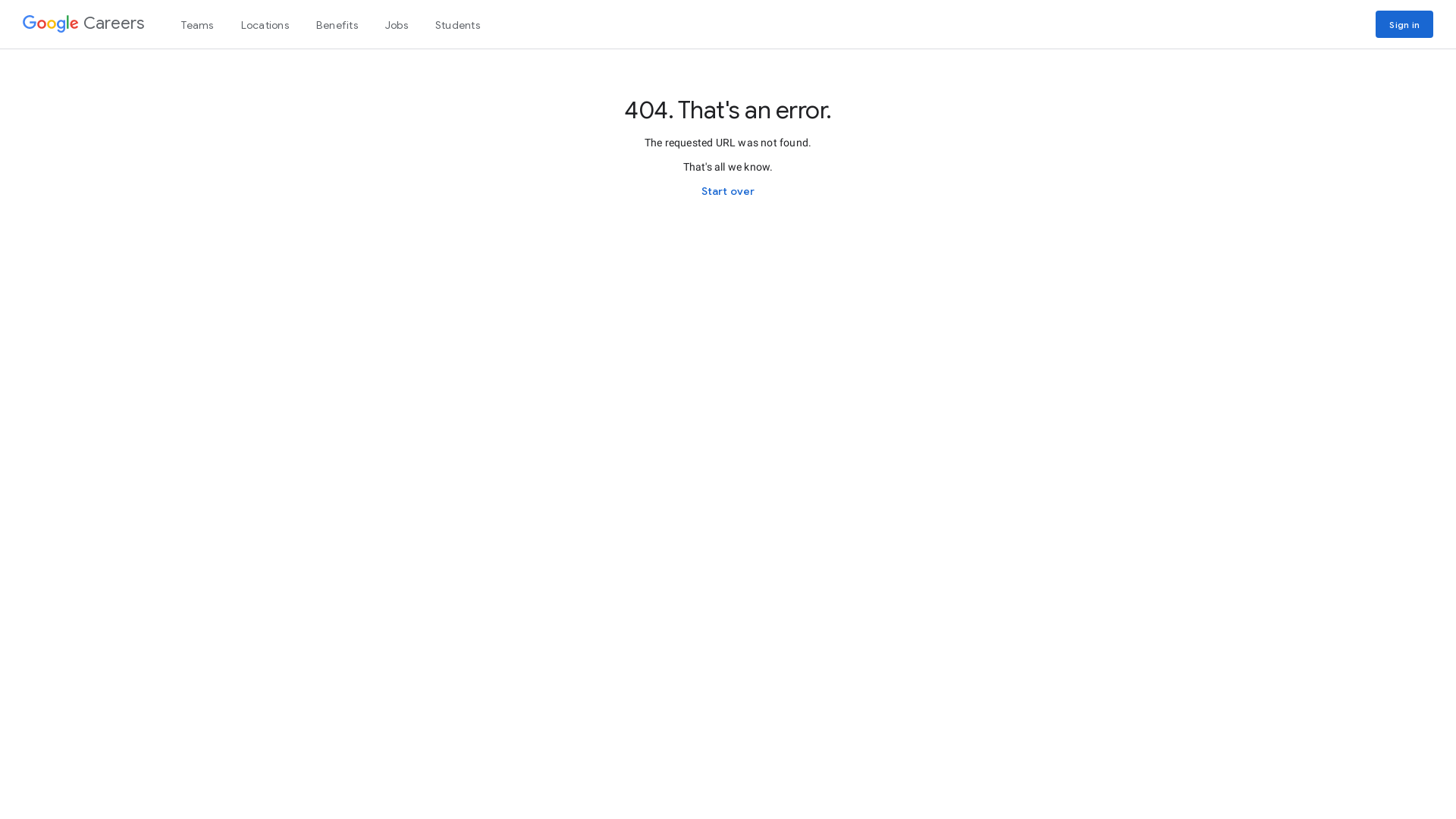 Page Not Found - Google Careers