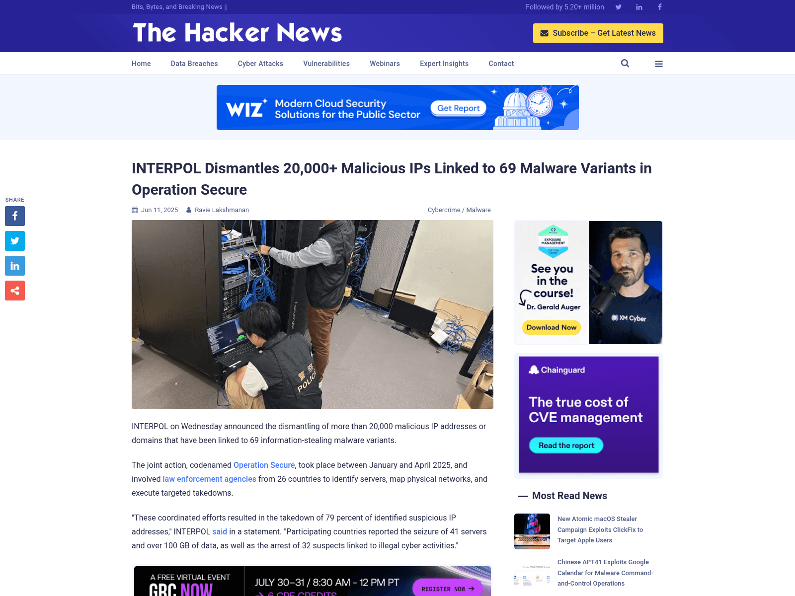 INTERPOL Dismantles 20,000+ Malicious IPs Linked to 69 Malware Variants in Operation Secure