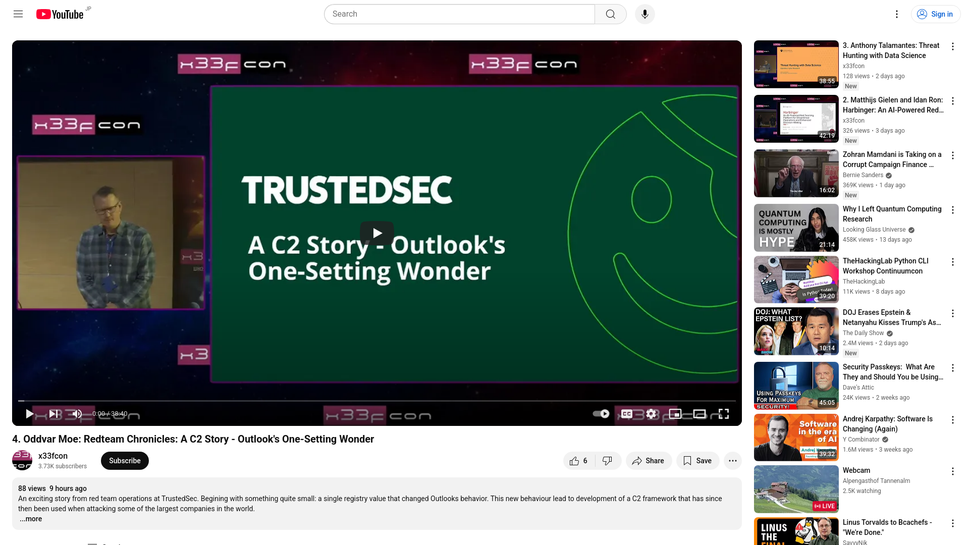4. Oddvar Moe: Redteam Chronicles: A C2 Story - Outlook's One-Setting Wonder - YouTube