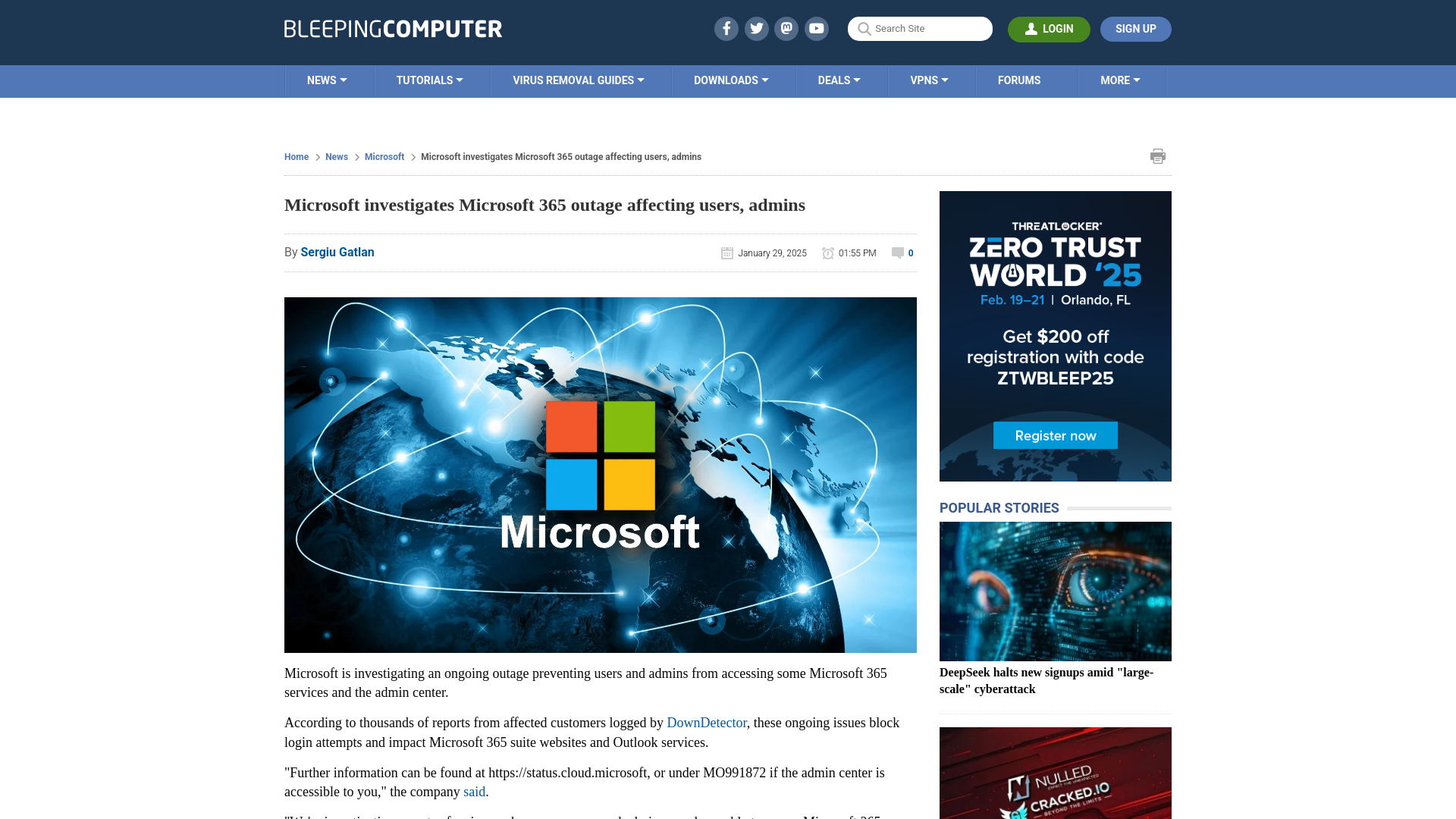 Microsoft investigates Microsoft 365 outage affecting users, admins