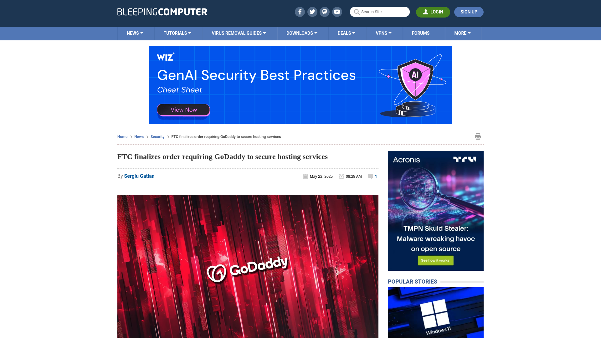 FTC finalizes order requiring GoDaddy to secure hosting services