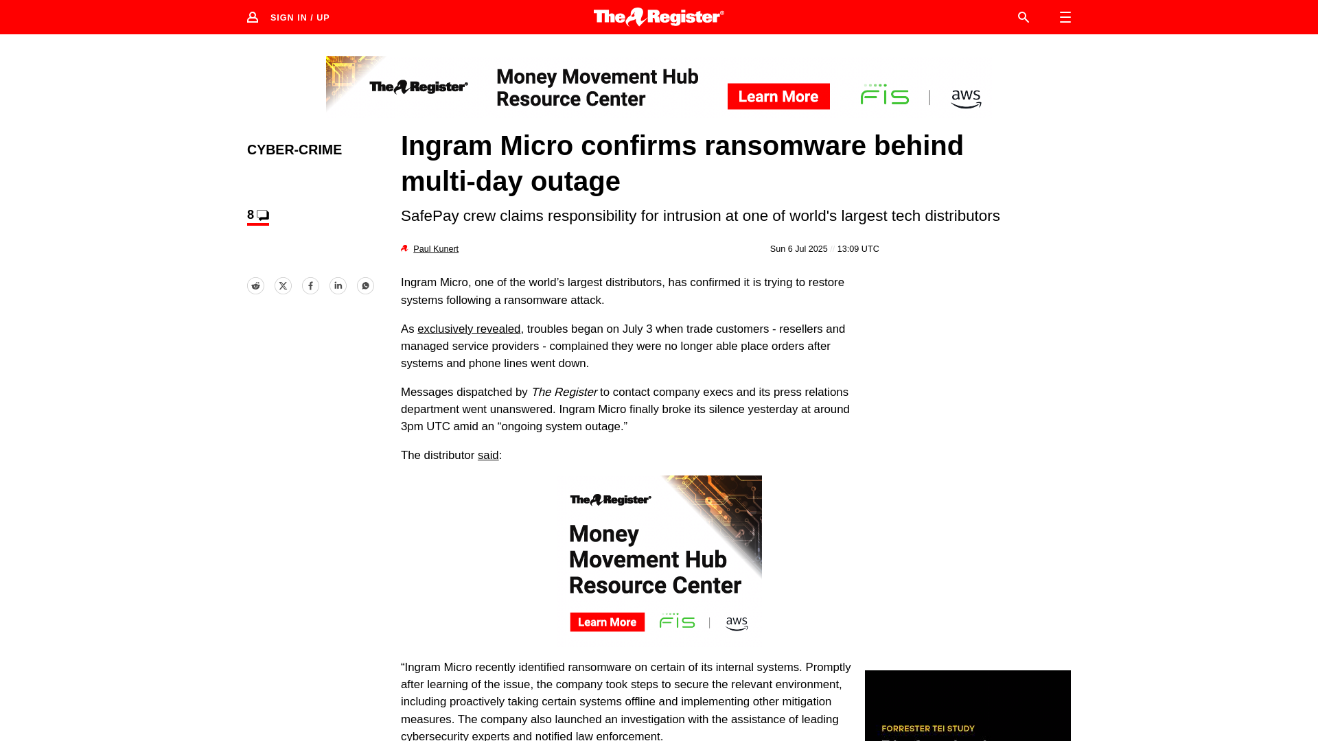 Ingram Micro confirms ransomware behind multi-day outage • The Register
