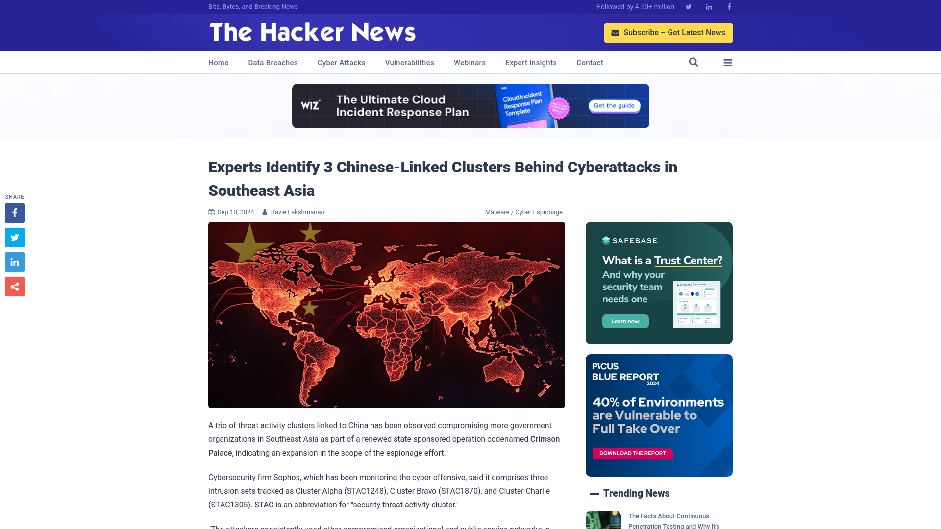 Experts Identify 3 Chinese-Linked Clusters Behind Cyberattacks in Southeast Asia