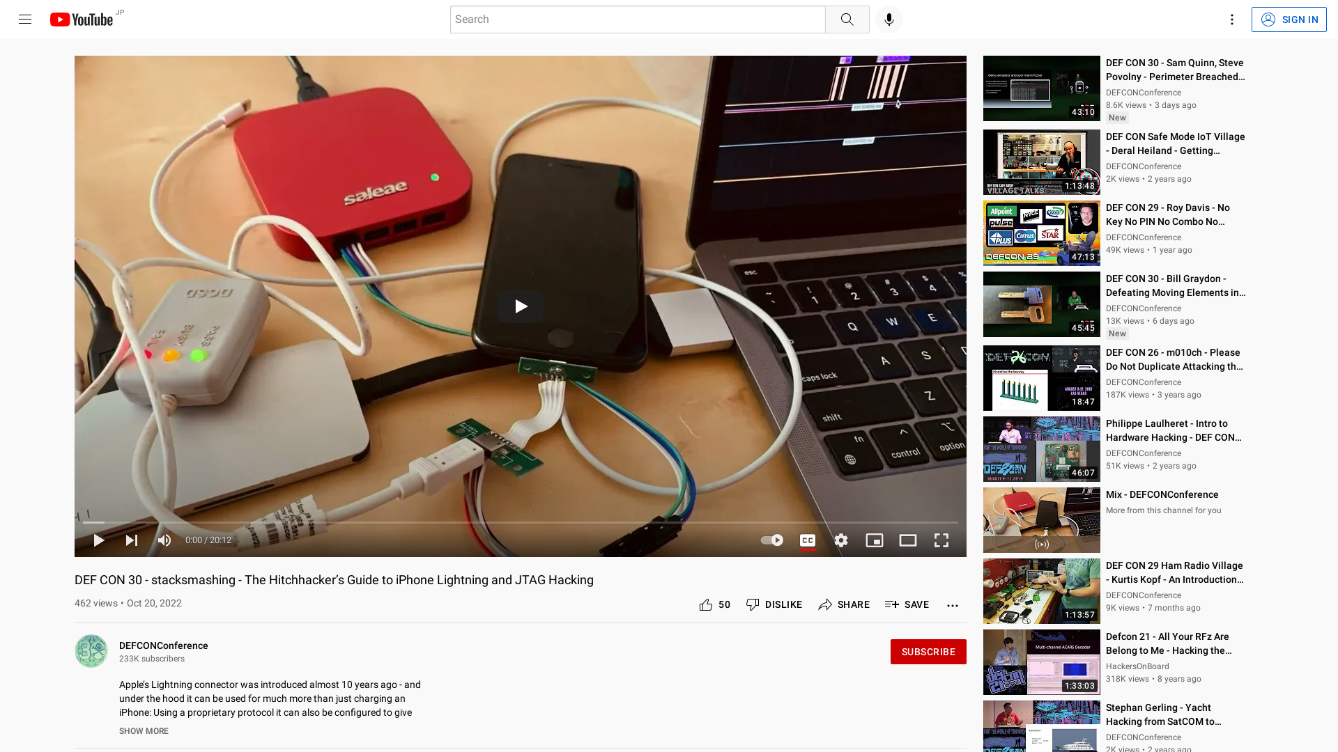 DEF CON 30 - stacksmashing - The Hitchhacker’s Guide to iPhone Lightning and JTAG Hacking - YouTube