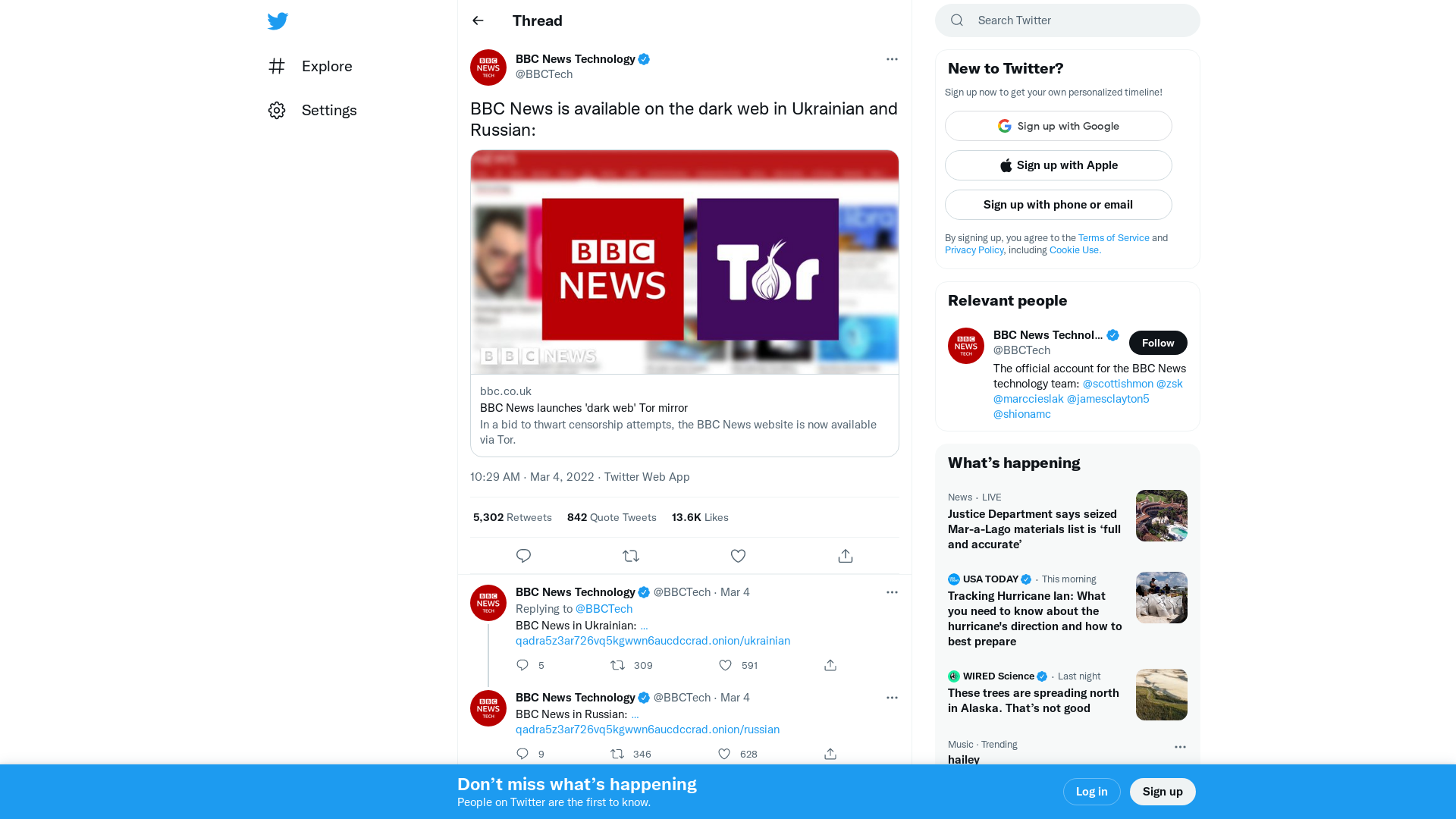BBC News Technology on Twitter: "BBC News is available on the dark web in Ukrainian and Russian: https://t.co/KdCPfTTO7P" / Twitter