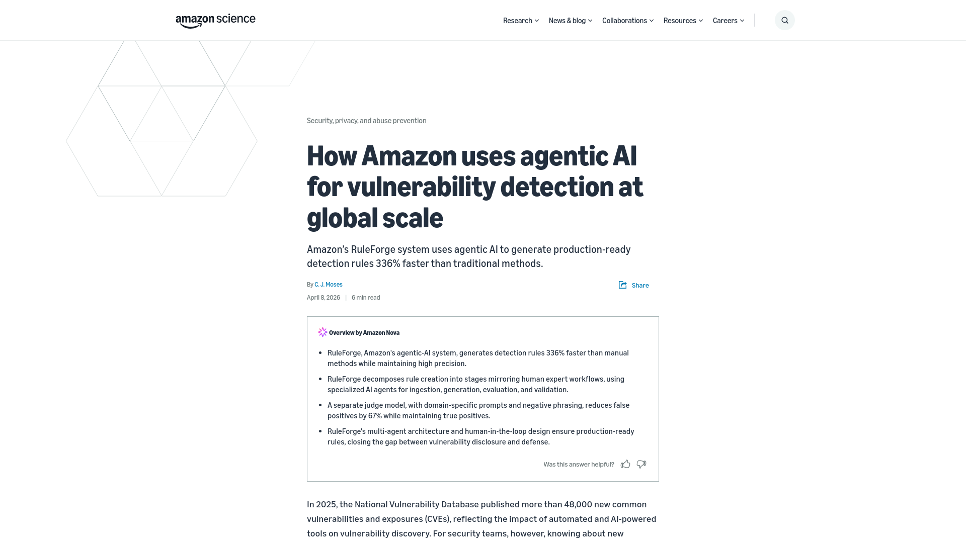 How Amazon uses agentic AI for vulnerability detection at global scale - Amazon Science