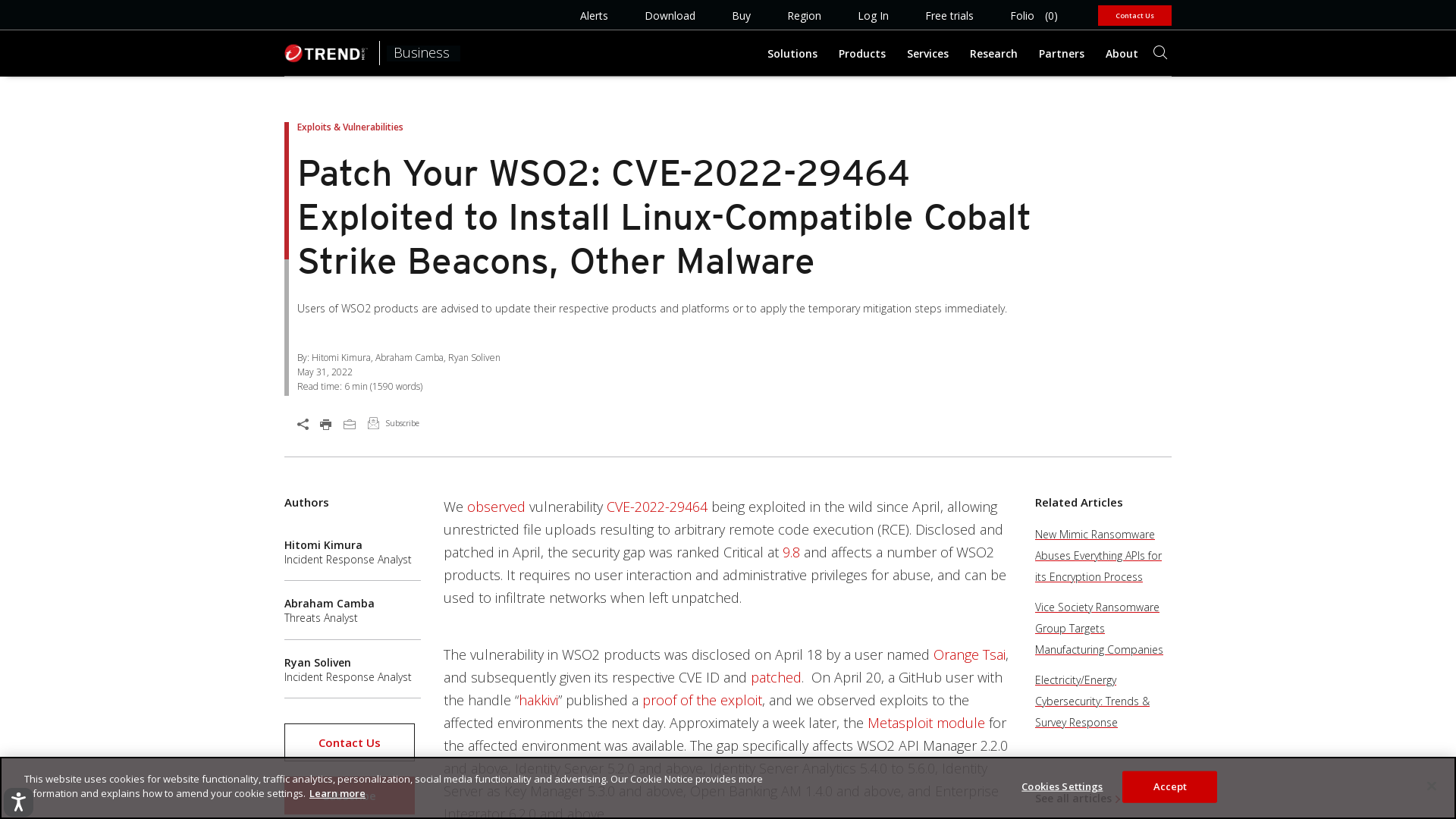 Patch Your WSO2: CVE-2022-29464 Exploited to Install Linux-Compatible Cobalt Strike Beacons, Other Malware