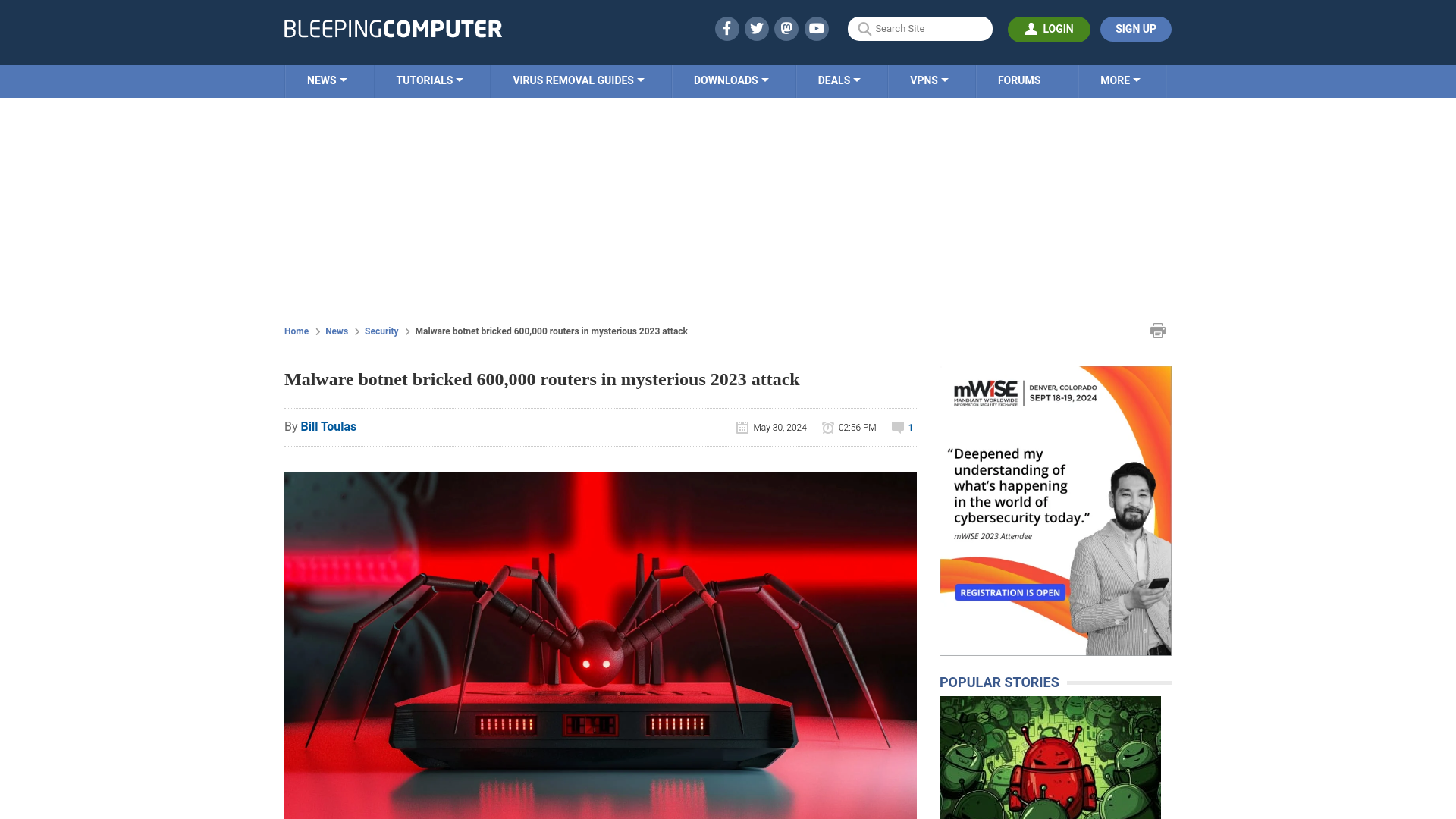 Malware botnet bricked 600,000 routers in mysterious 2023 attack