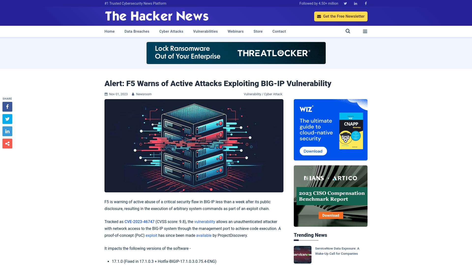 Alert: F5 Warns of Active Attacks Exploiting BIG-IP Vulnerability