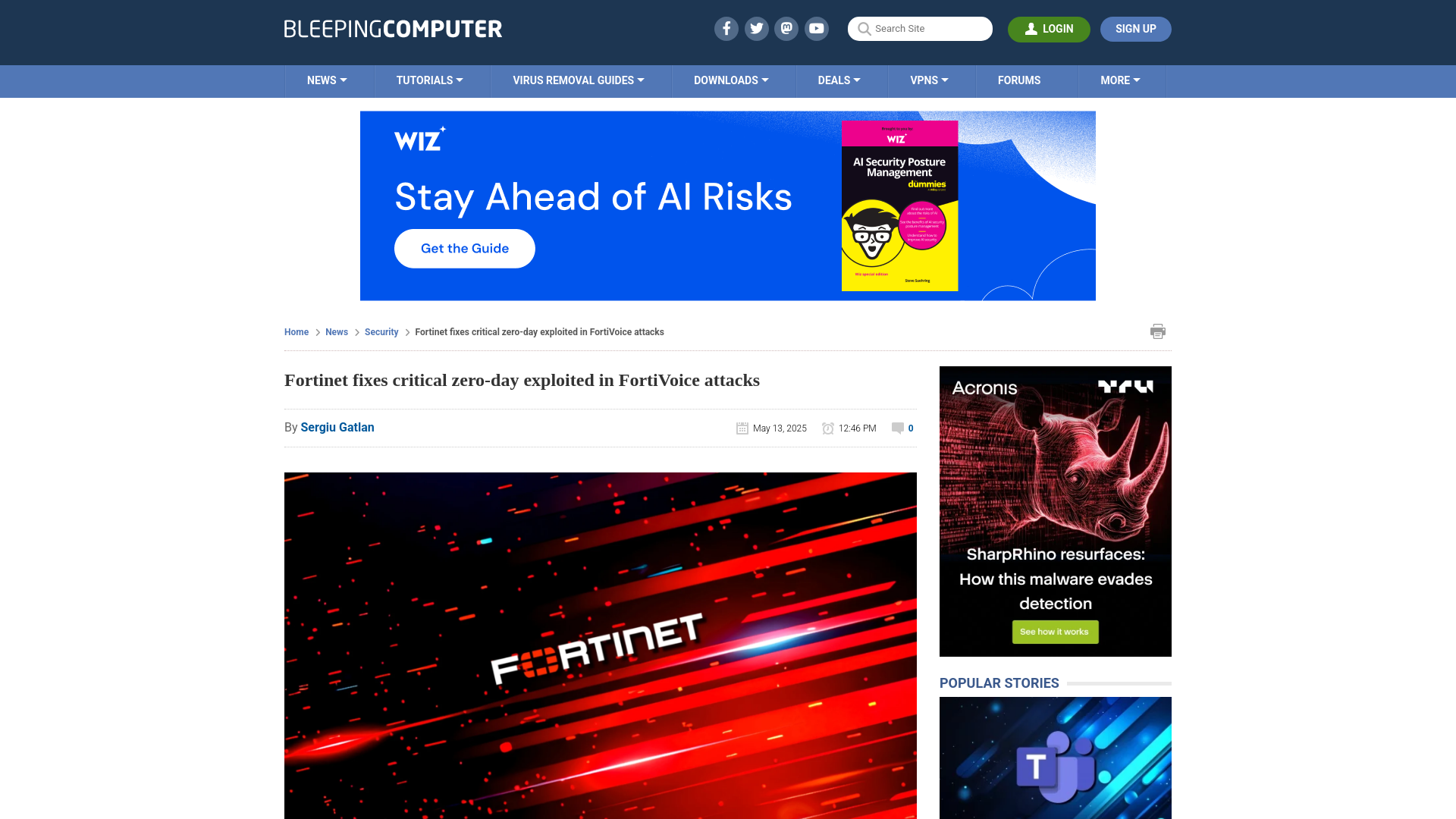 Fortinet fixes critical zero-day exploited in FortiVoice attacks