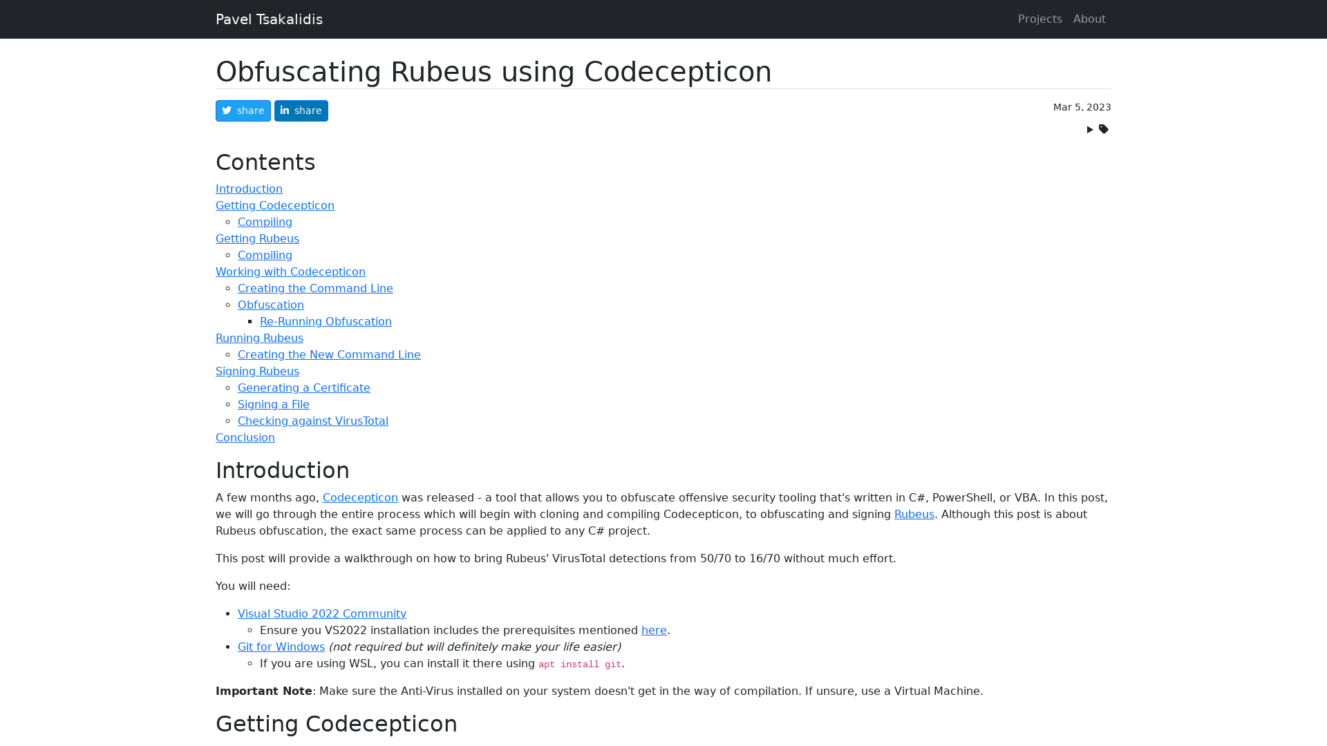 Obfuscating Rubeus using Codecepticon