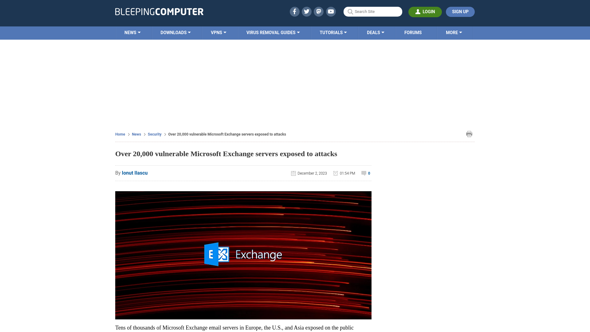 Over 20,000 vulnerable Microsoft Exchange servers exposed to attacks