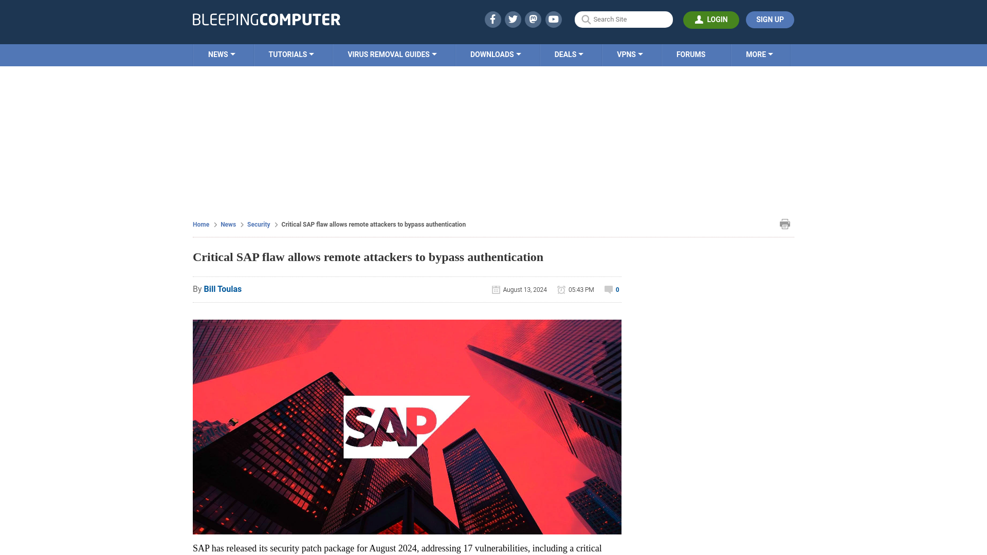 Critical SAP flaw allows remote attackers to bypass authentication