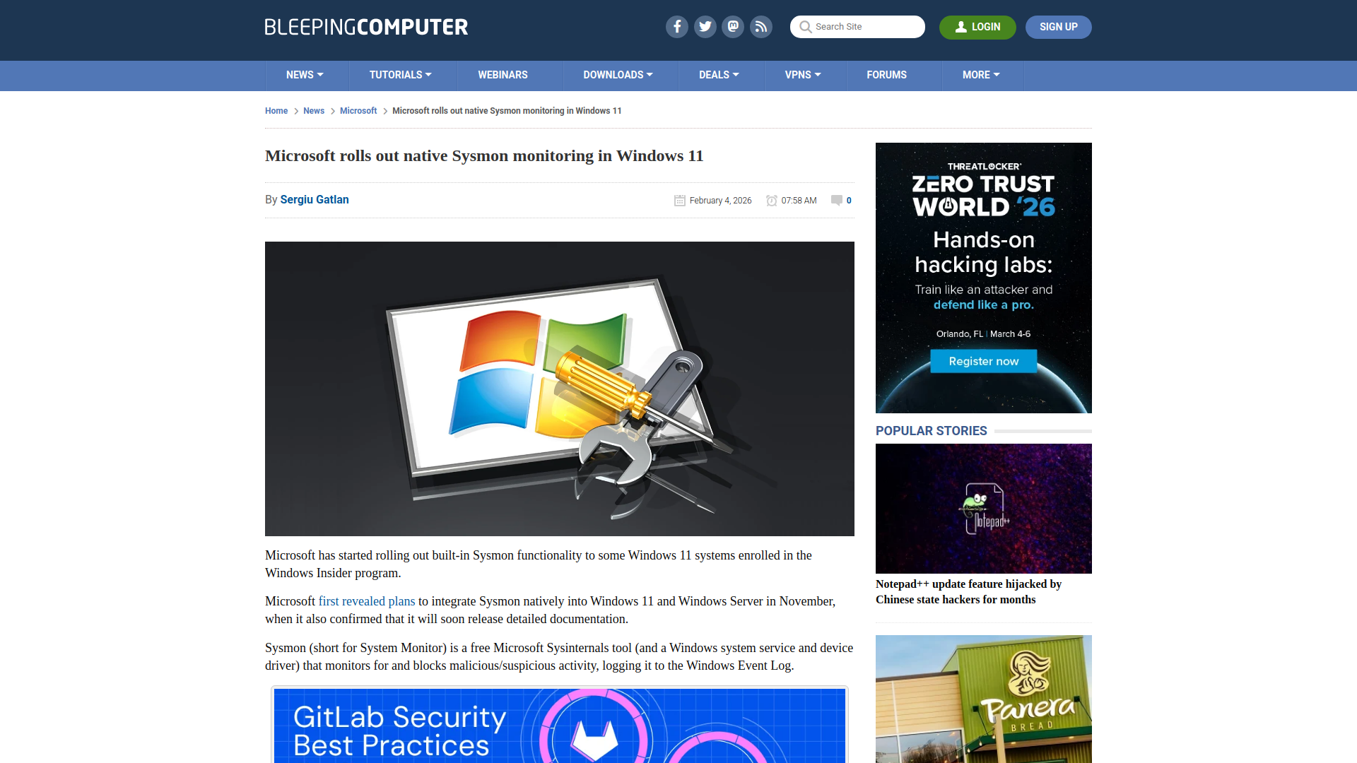 Microsoft rolls out native Sysmon monitoring in Windows 11