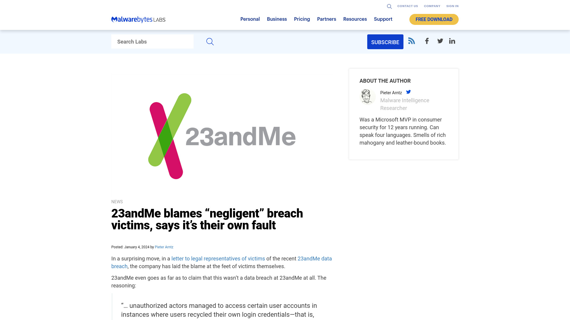 23andMe blames "negligent" breach victims, says it’s their own fault | Malwarebytes